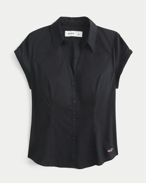 Женские рубашки Hollister Short-Sleeve Button-Through Shirt