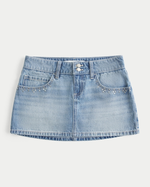 Женские юбки Hollister Light Wash Studded Denim Mini Skort
