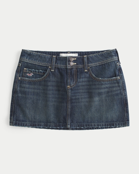 Женские юбки Hollister Low-Rise Dark Wash Denim Mini Skort