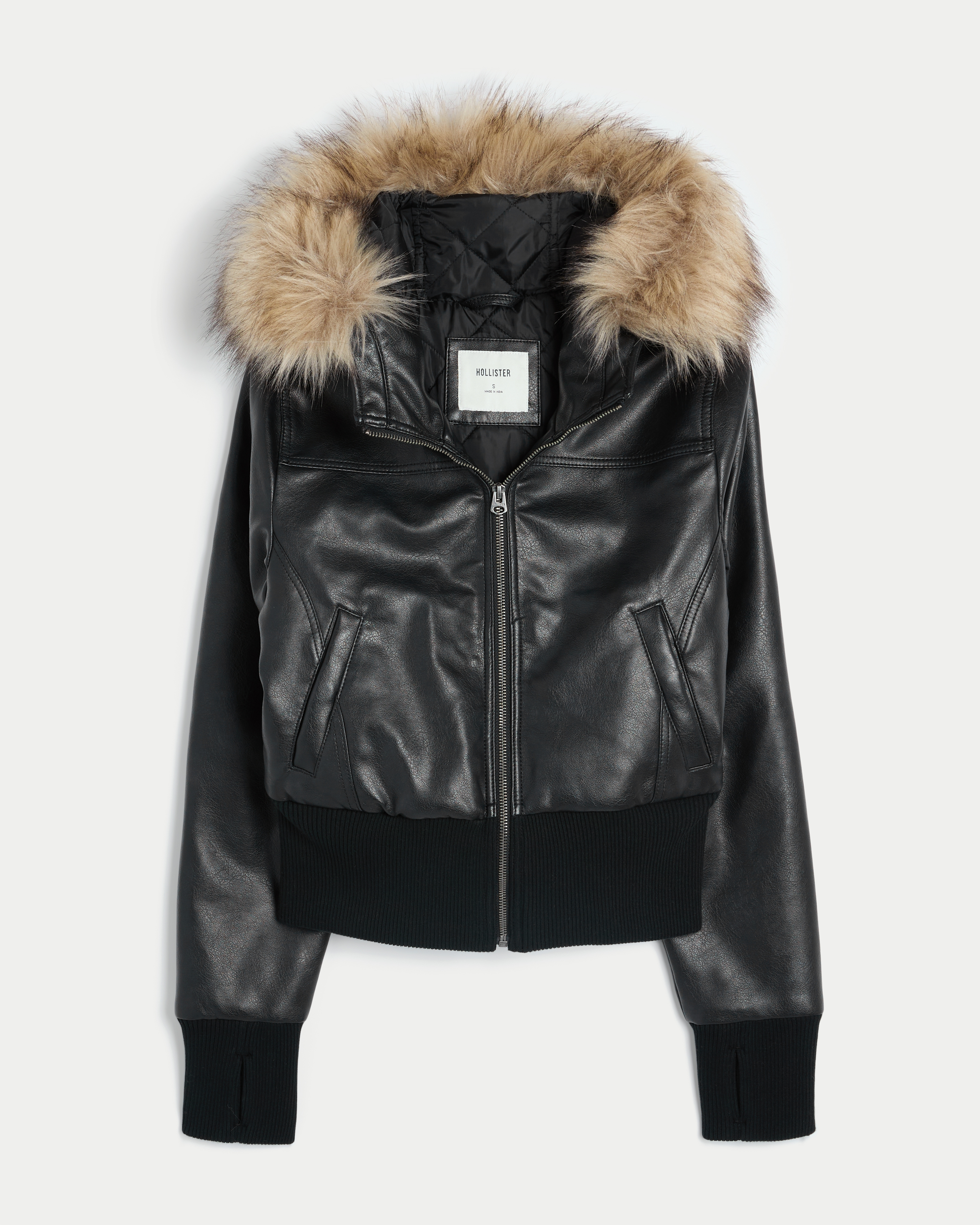 Женская куртка Hollister Peyton Faux Leather, цвет: Чёрный