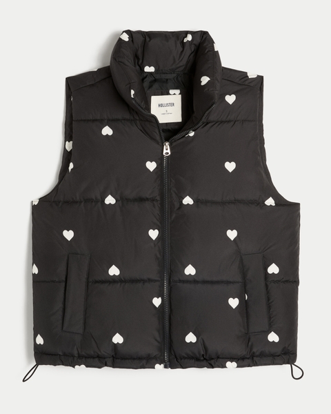 Женские жилеты Hollister Heart Pattern Puffer Vest