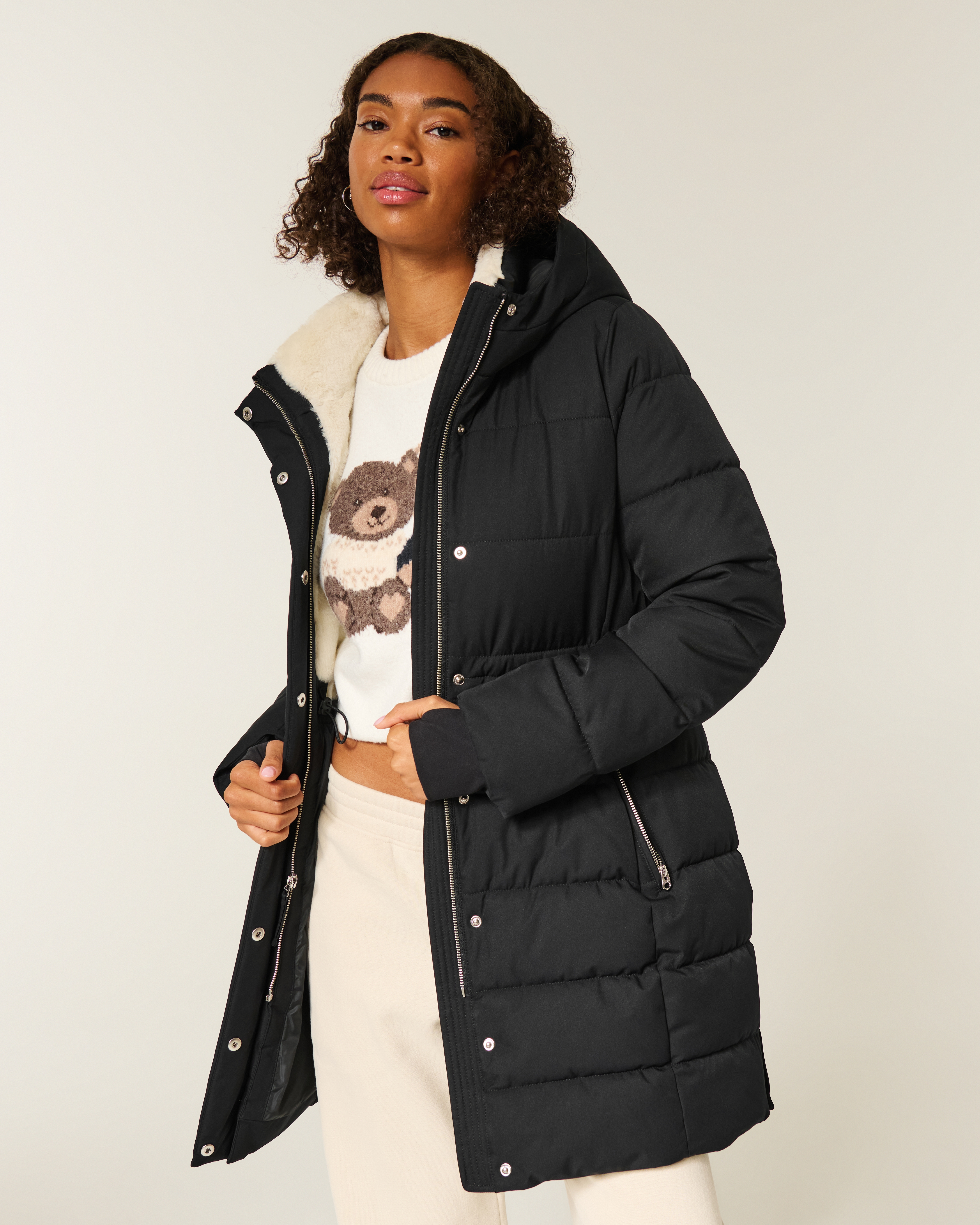 Женские куртки Hollister Faux Fur-Lined Puffer Parka — фото 2
