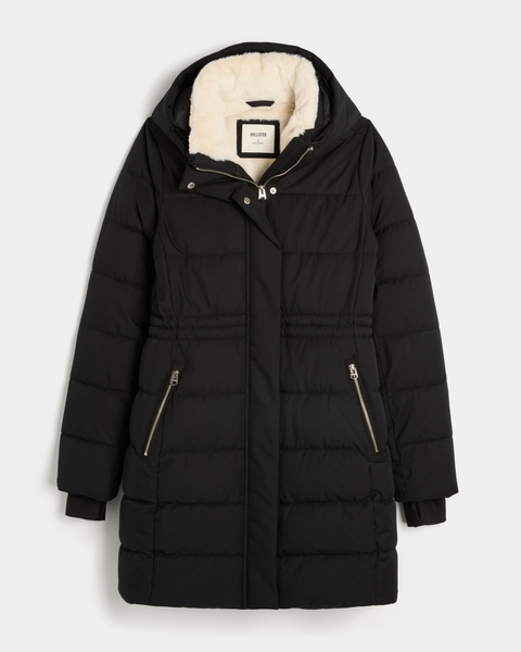 Женские куртки Hollister Faux Fur-Lined Puffer Parka
