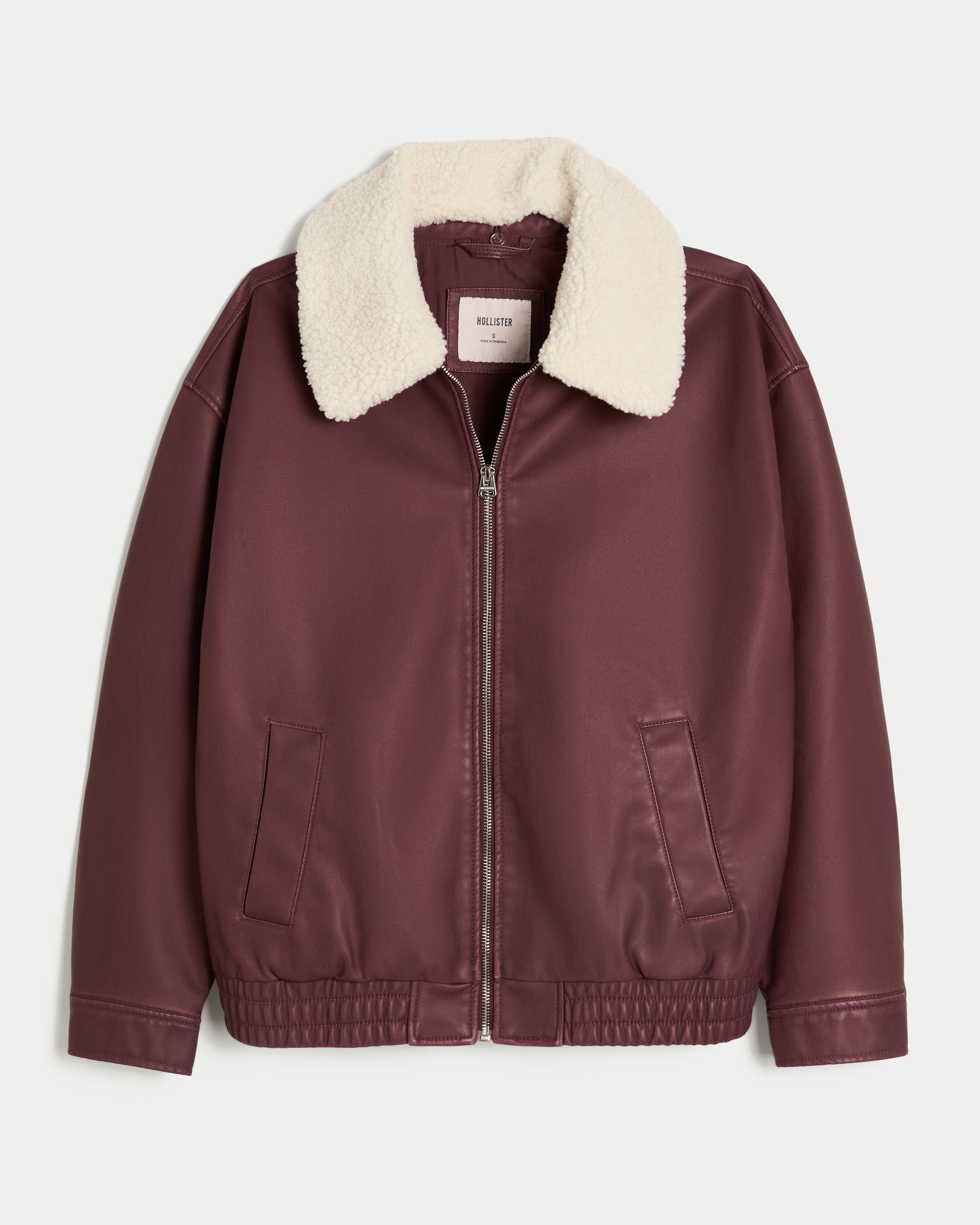 Женские куртки Hollister Sherpa Collar Faux Leather Bomber Jacket