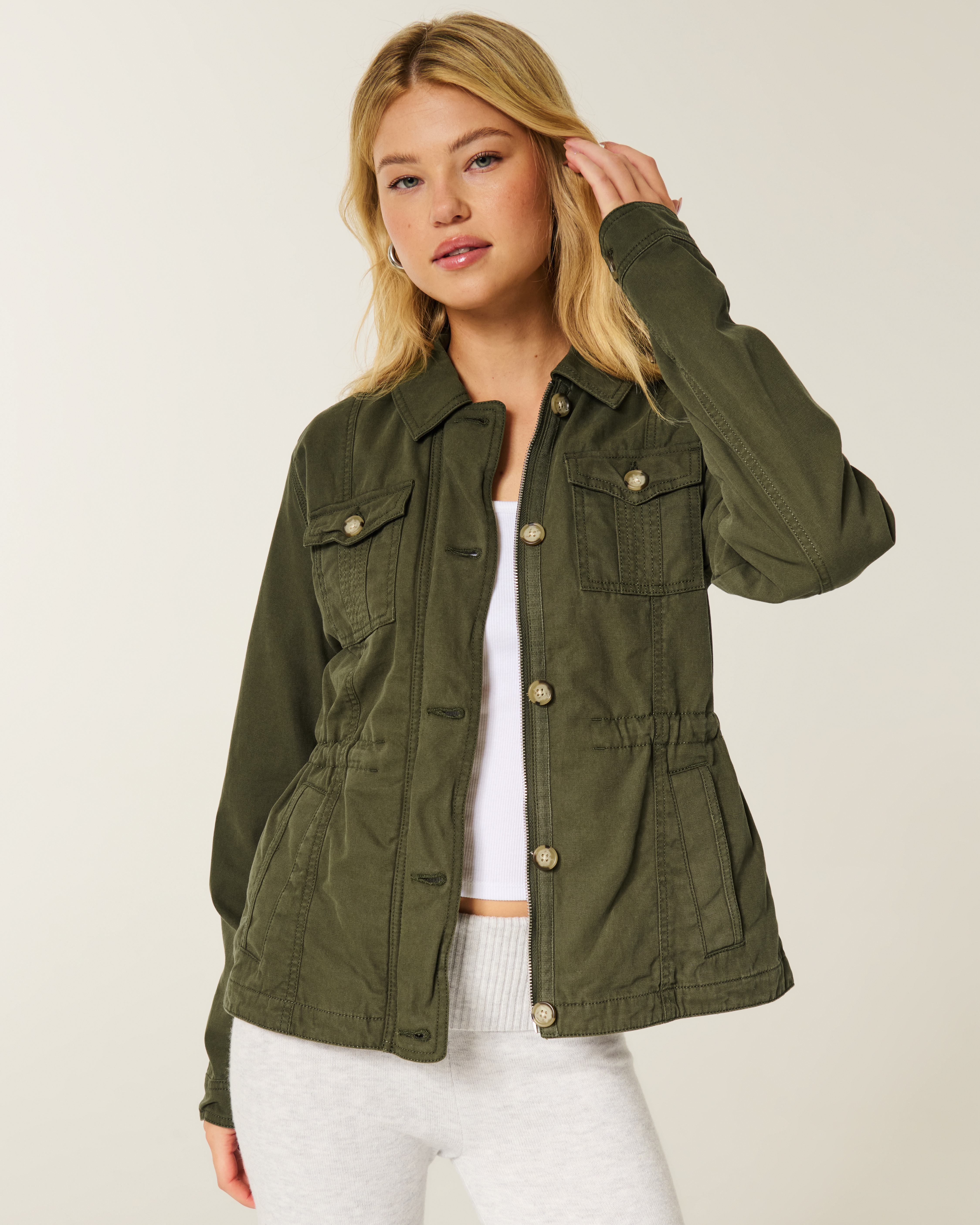 Женские куртки Hollister Twill Y2K Military Jacket — фото 2