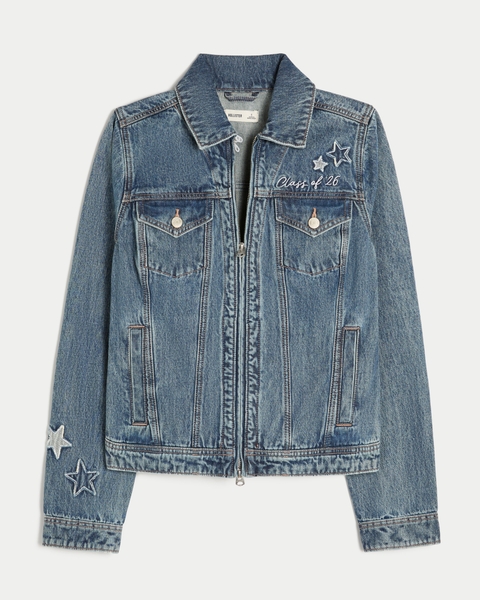 Женские куртки Hollister Class of '26 Graphic Denim Jacket