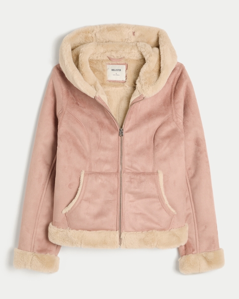 Женские худи Hollister Faux Fur-Lined Faux Shearling Jacket