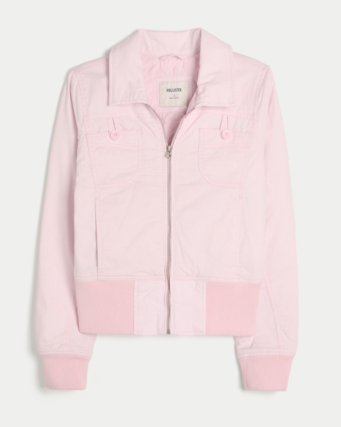 Женские куртки Hollister Twill Zip-Up Jacket