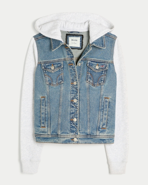 Женские худи Hollister Layered Fleece-Denim