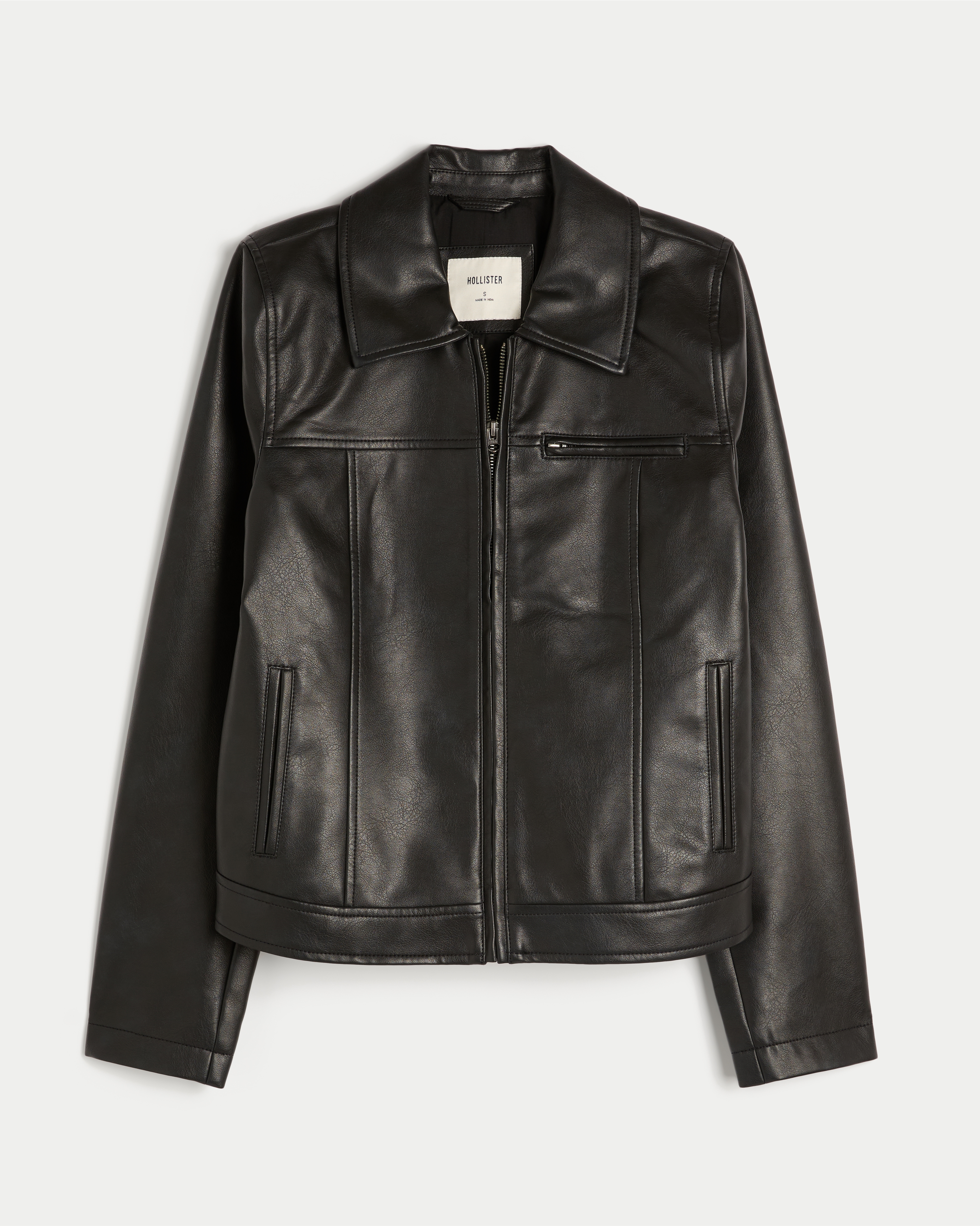 Женская куртка Hollister Faux Leather, цвет: Чёрный