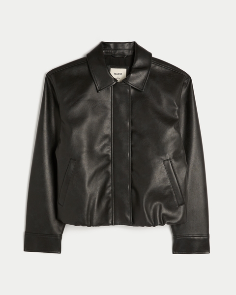 Женские куртки Hollister Faux Leather Bubble Bomber Jacket