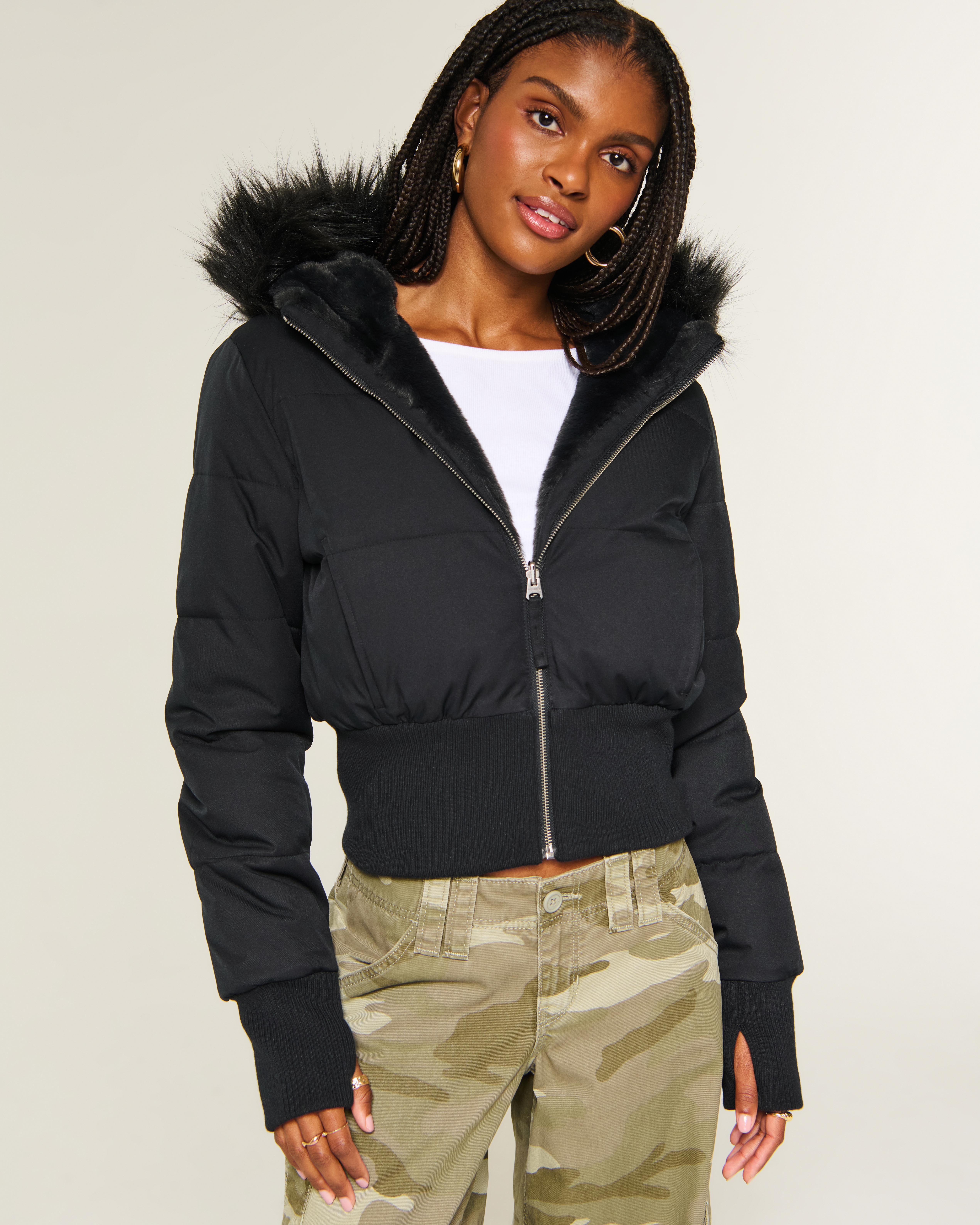 Женская куртка Hollister Peyton Reversible Puffer, цвет: Чёрный — фото 2
