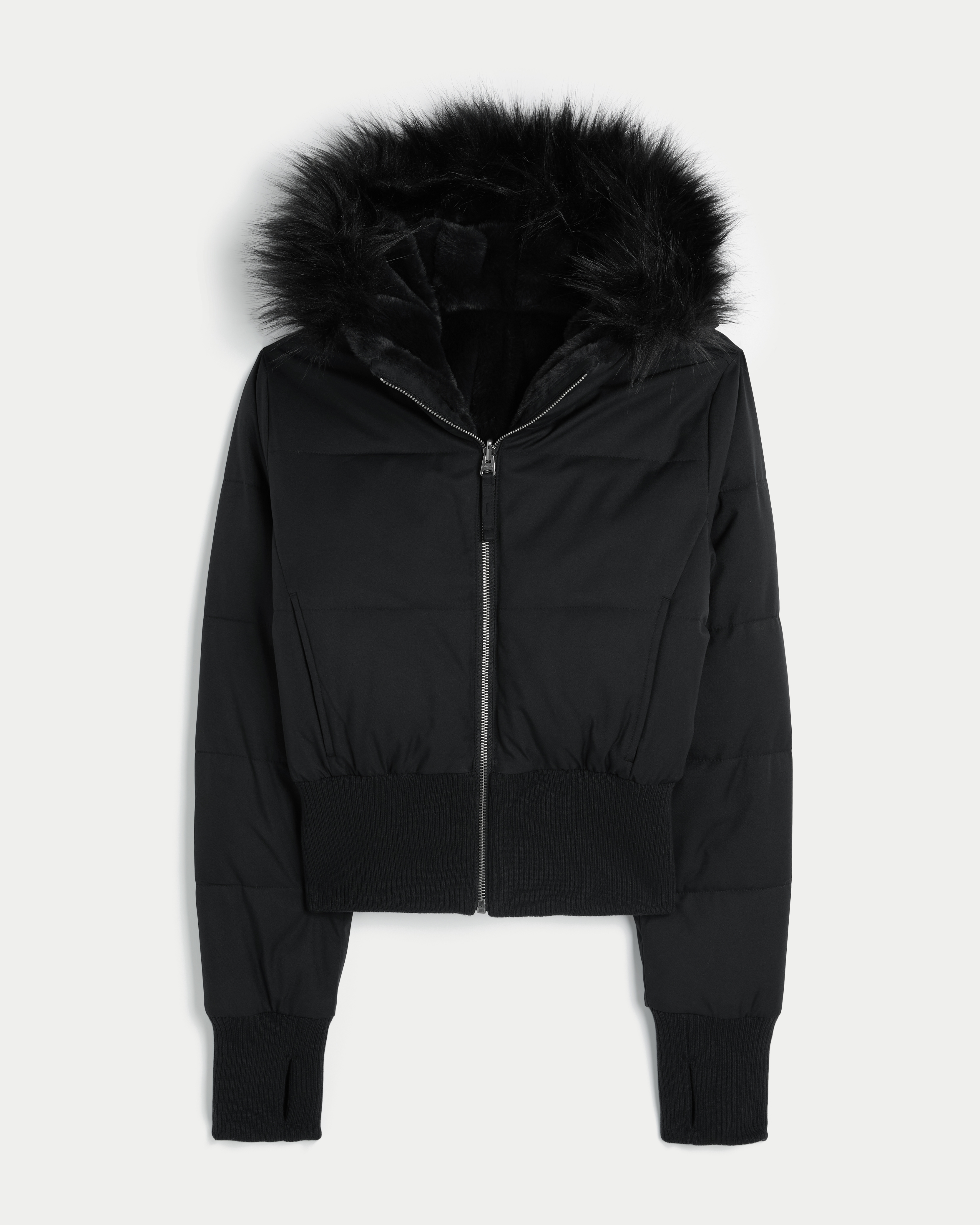 Женская куртка Hollister Peyton Reversible Puffer, цвет: Чёрный