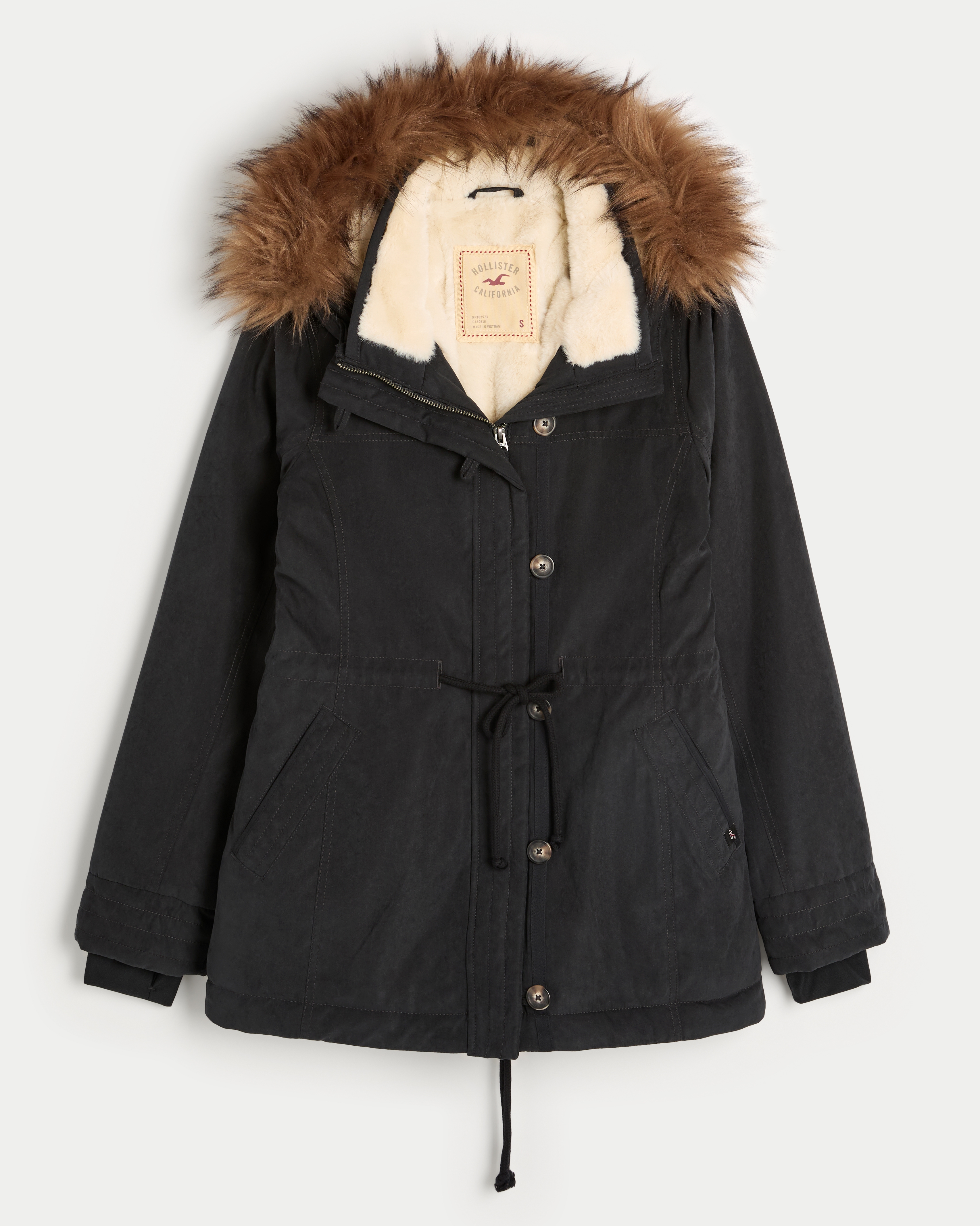 Женская куртка Hollister Faux Fur-Lined, цвет: Чёрный