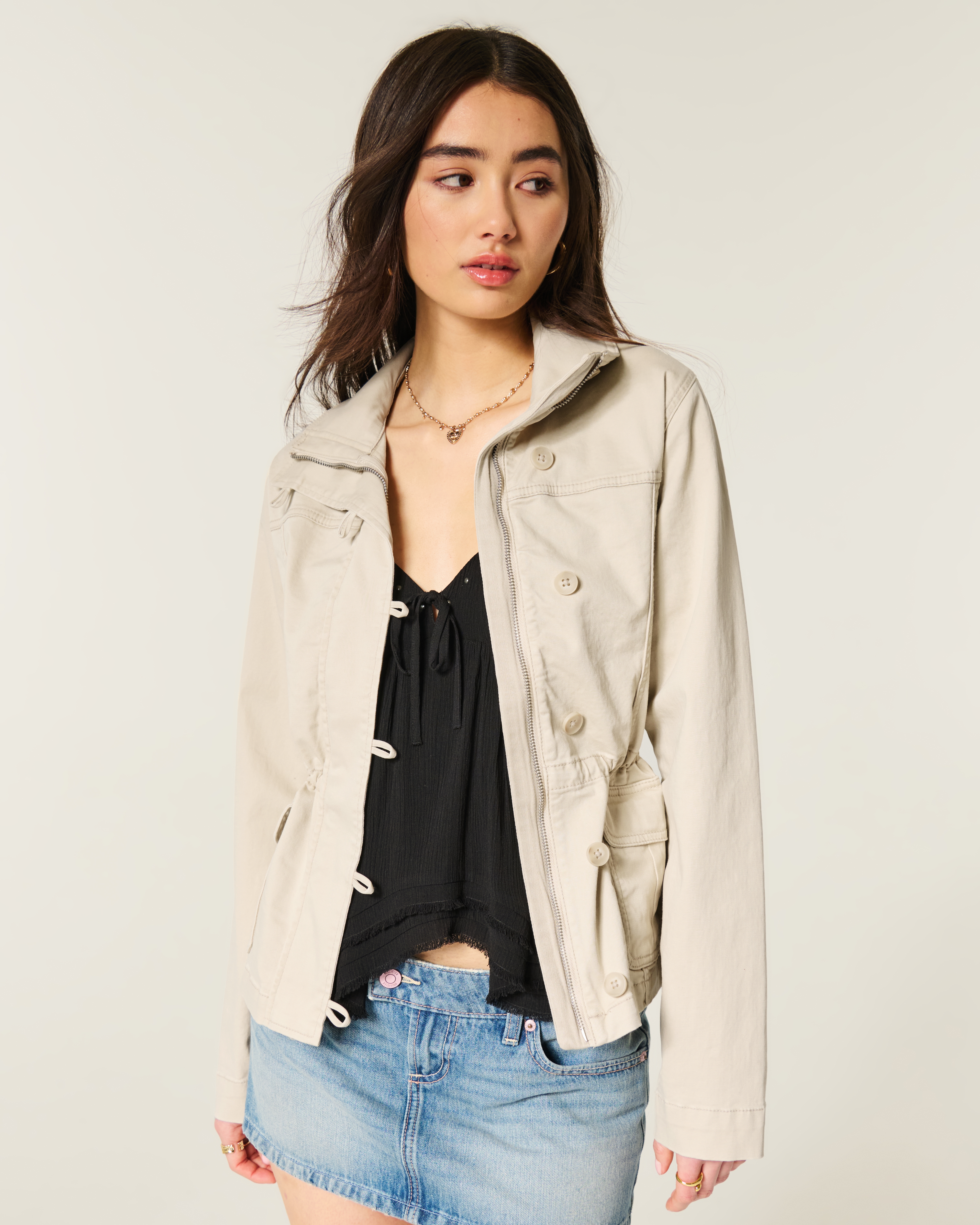 Женские куртки Hollister Twill Military Jacket — фото 2