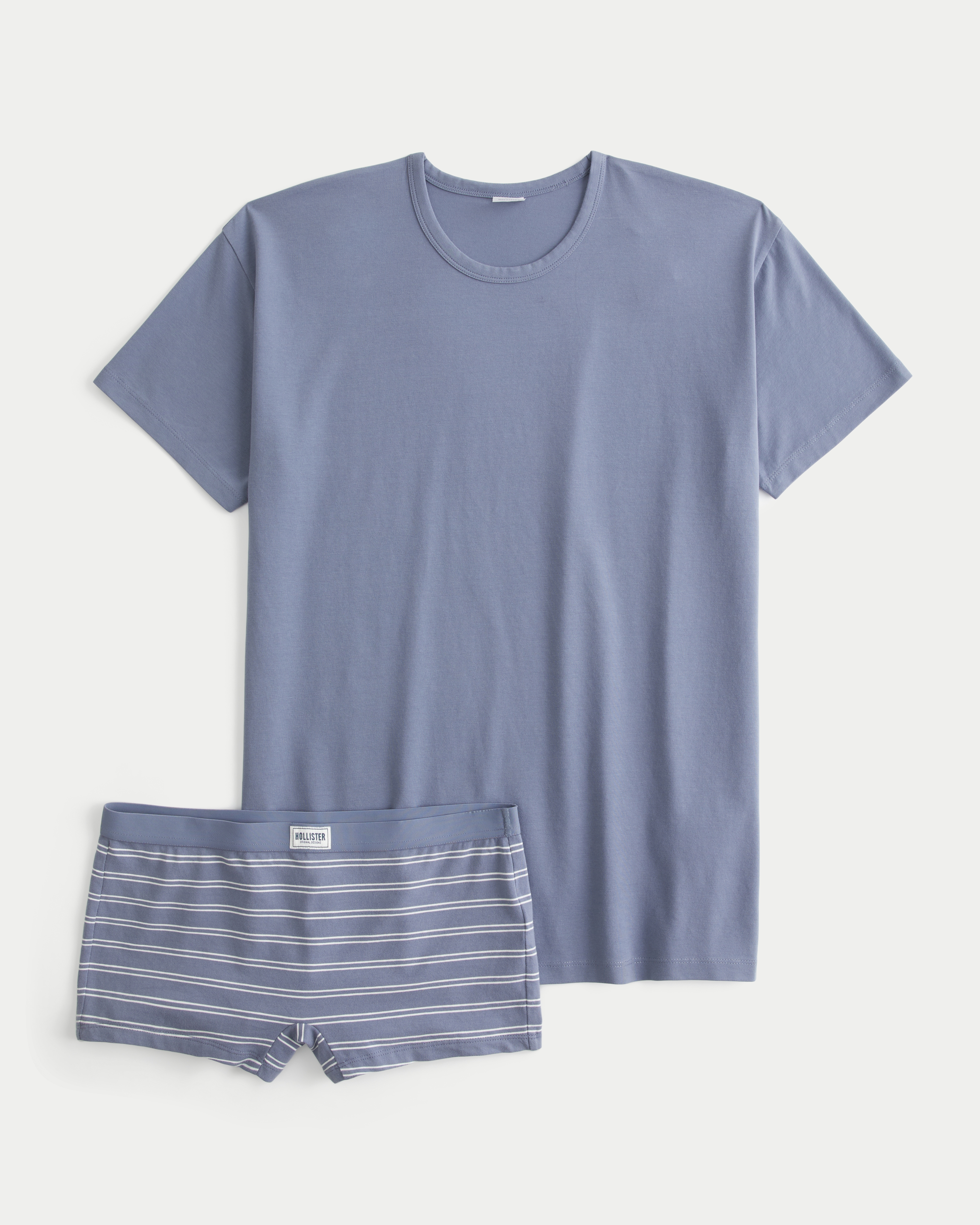 Женские комплекты Hollister Oversized T-Shirt & Boyshort Set, цвет: Синий серый