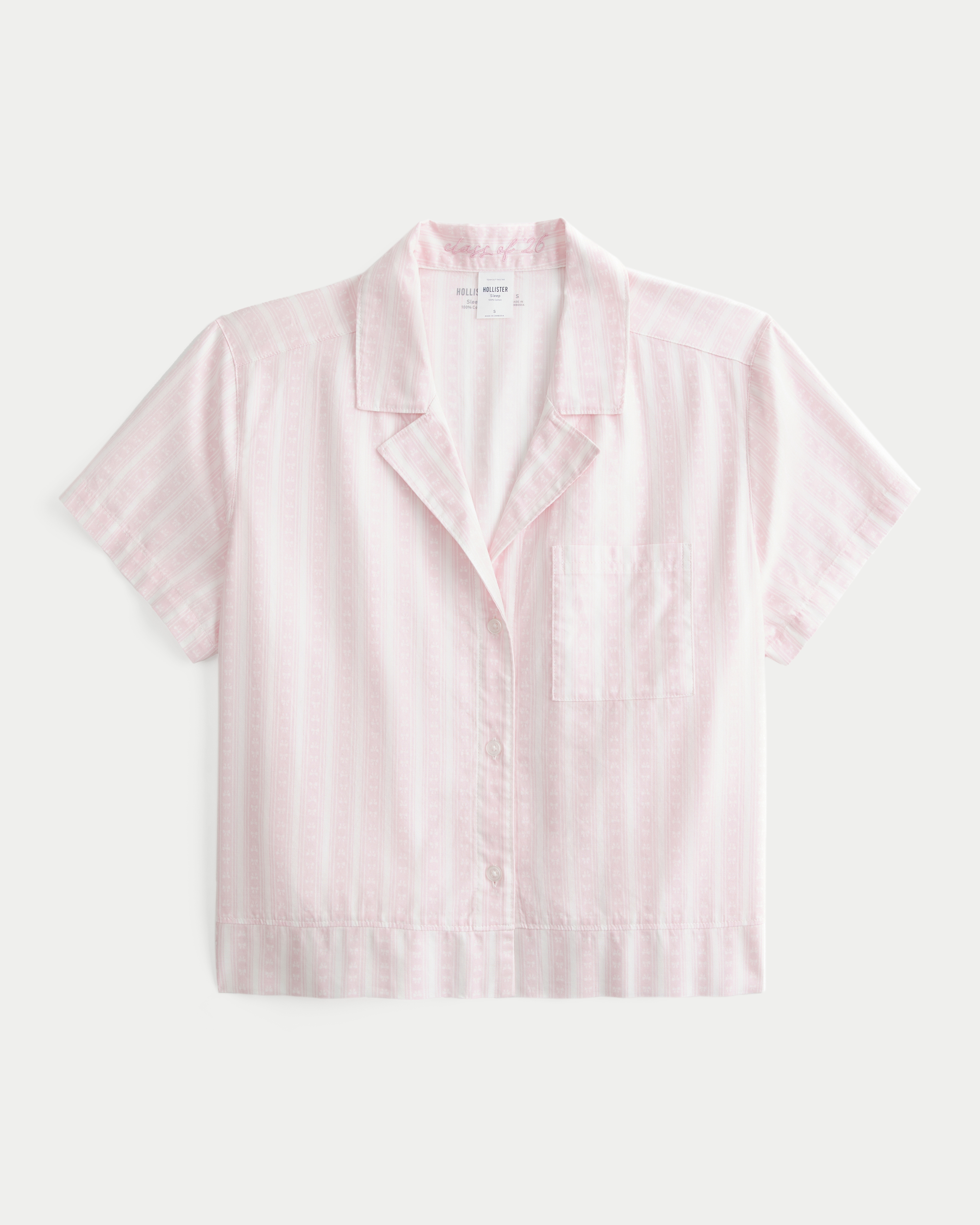 Женские рубашки Hollister Class of '26 Short-Sleeve Cotton Shirt