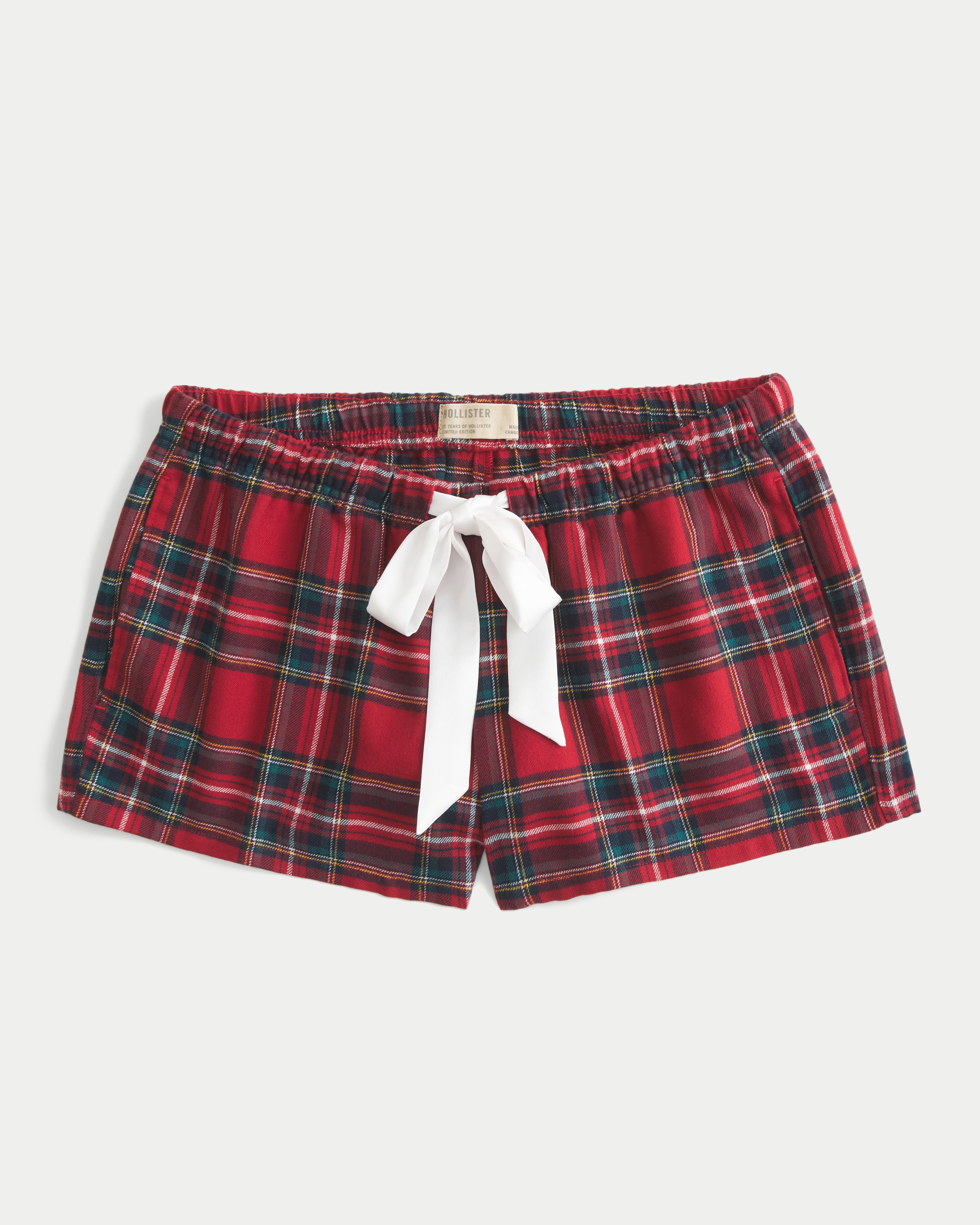 Женские шорты Hollister Holiday Vault Release Satin Tie Flannel Mini Shorts
