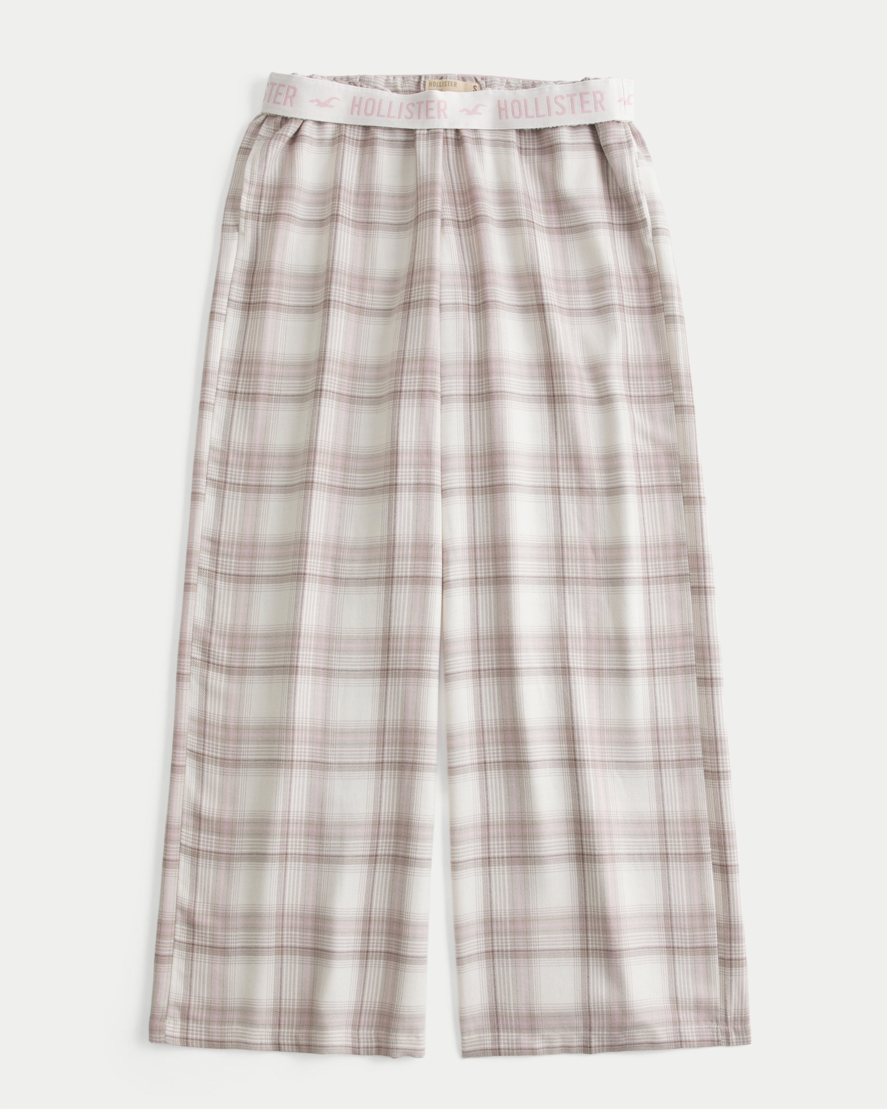 Женские брюки Hollister Low-Rise Logo Waist Flannel, цвет: Кремовый клетчатый