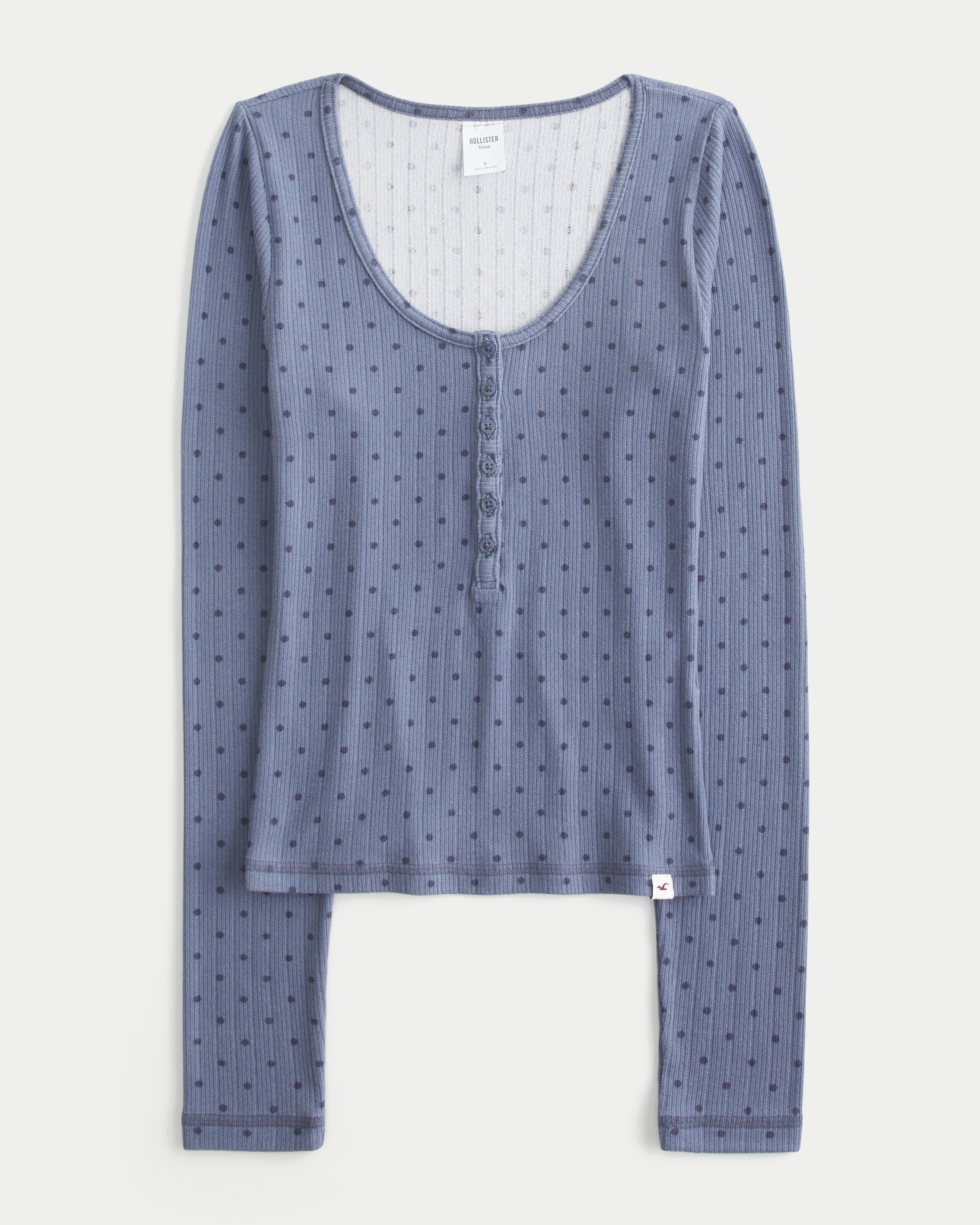 Женский топ Hollister Ultimate Cozy Pointelle Henley, цвет: Синий