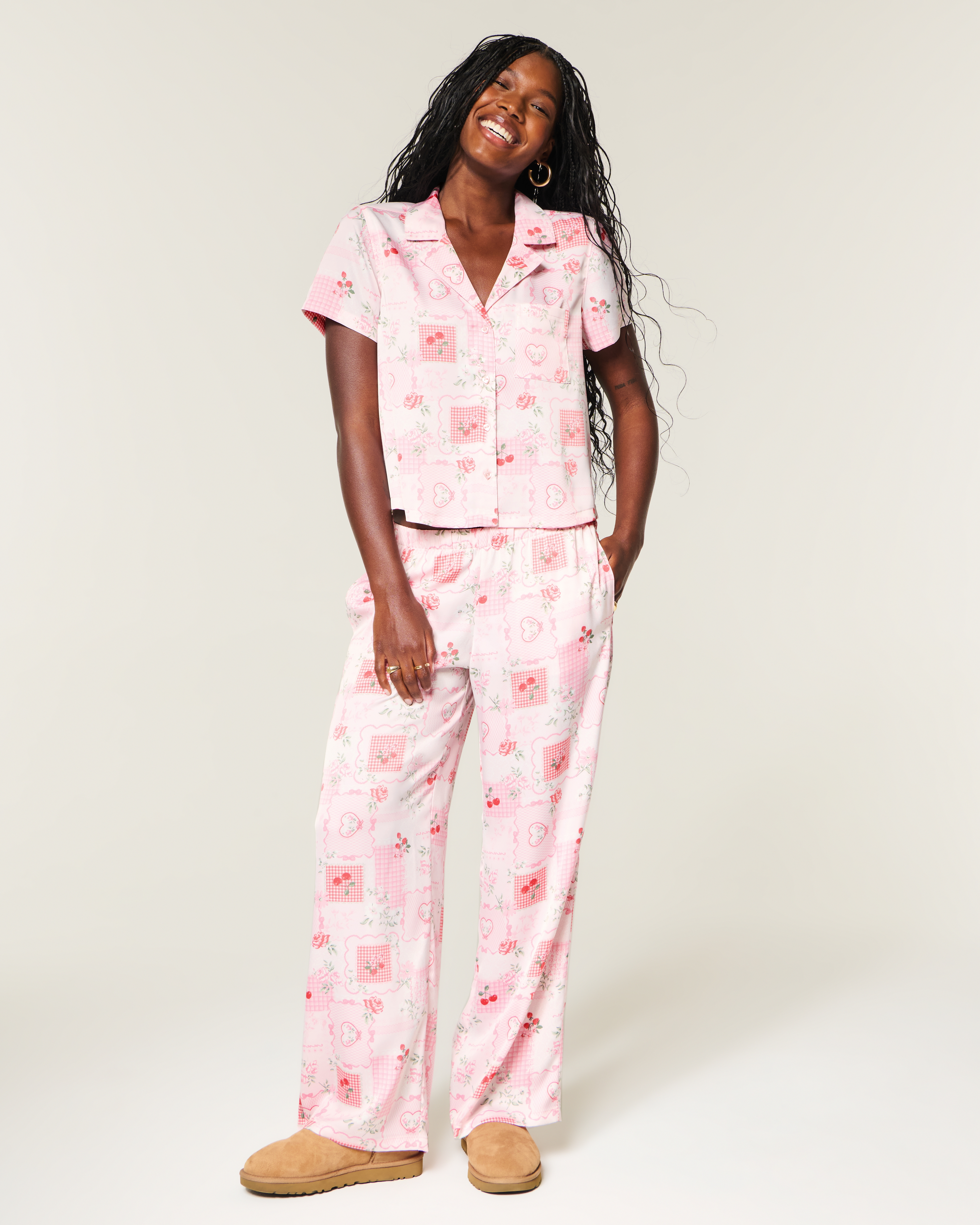 Женские брюки Hollister Patchwork Pattern Wide-Leg Pants — фото 2
