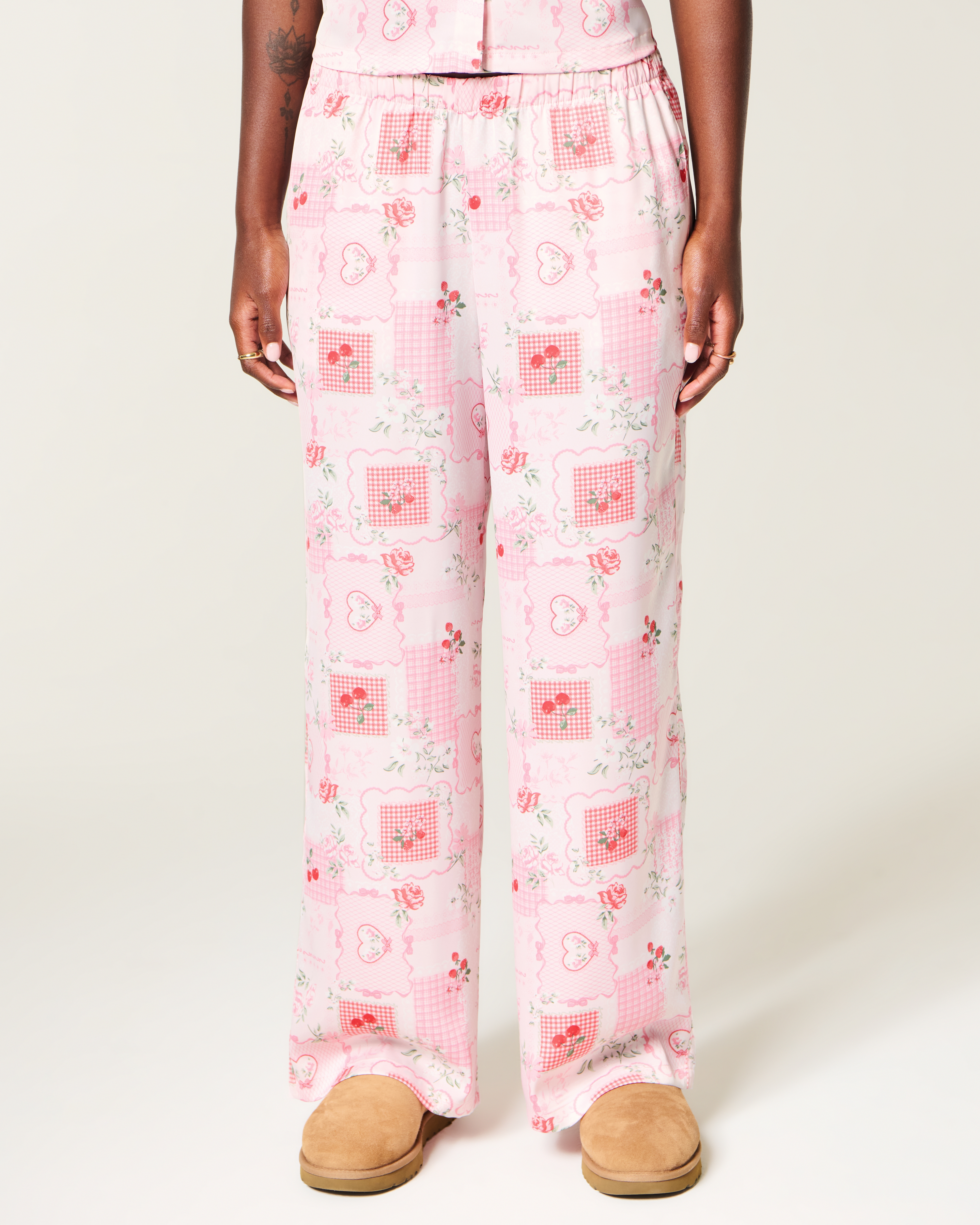 Женские брюки Hollister Patchwork Pattern Wide-Leg Pants — фото 3
