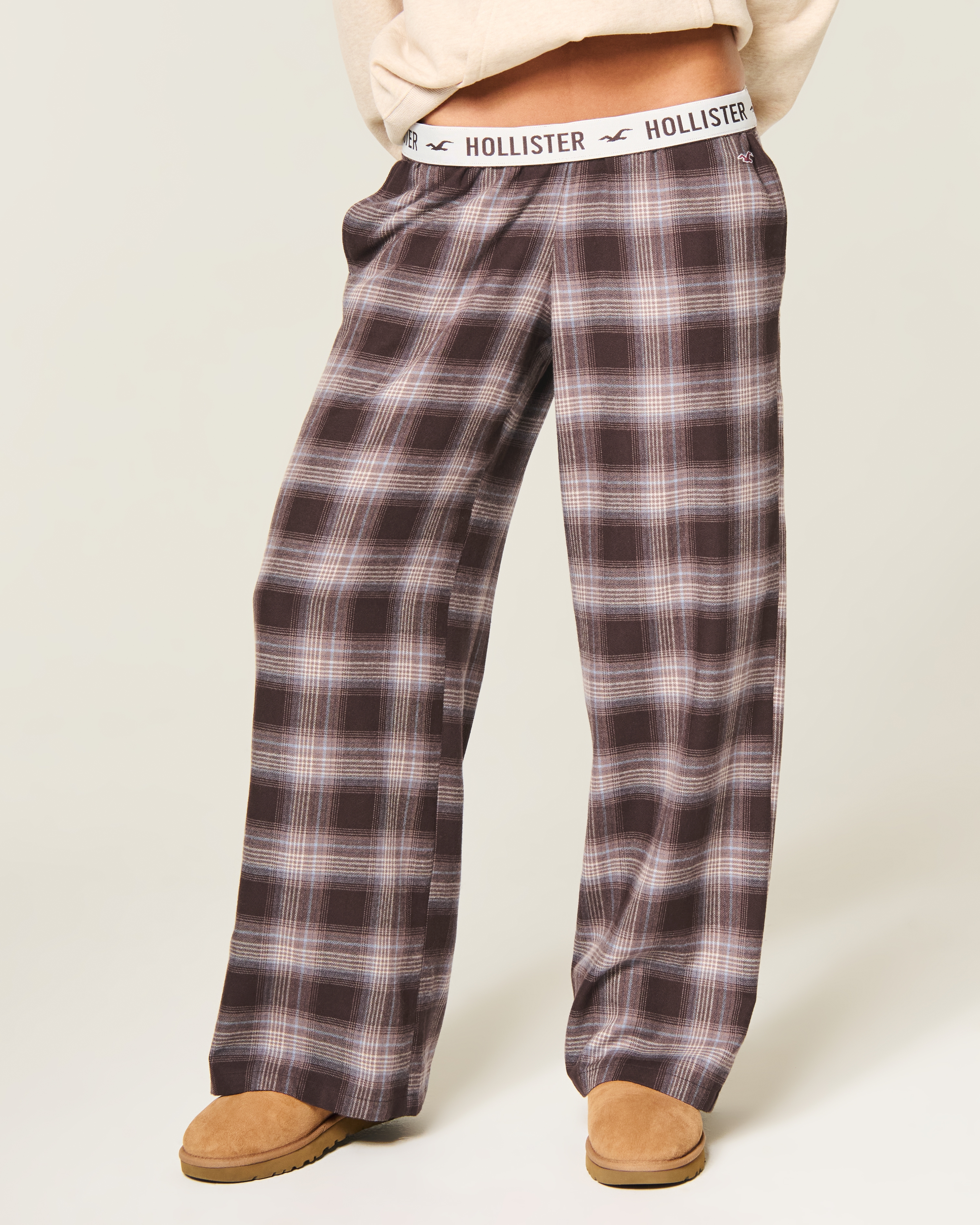 Женские брюки Hollister Flannel Foldover Waist Baggy Pants — фото 3