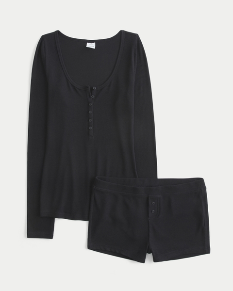 Женские брюки Hollister Rib Henley & Shorts Set