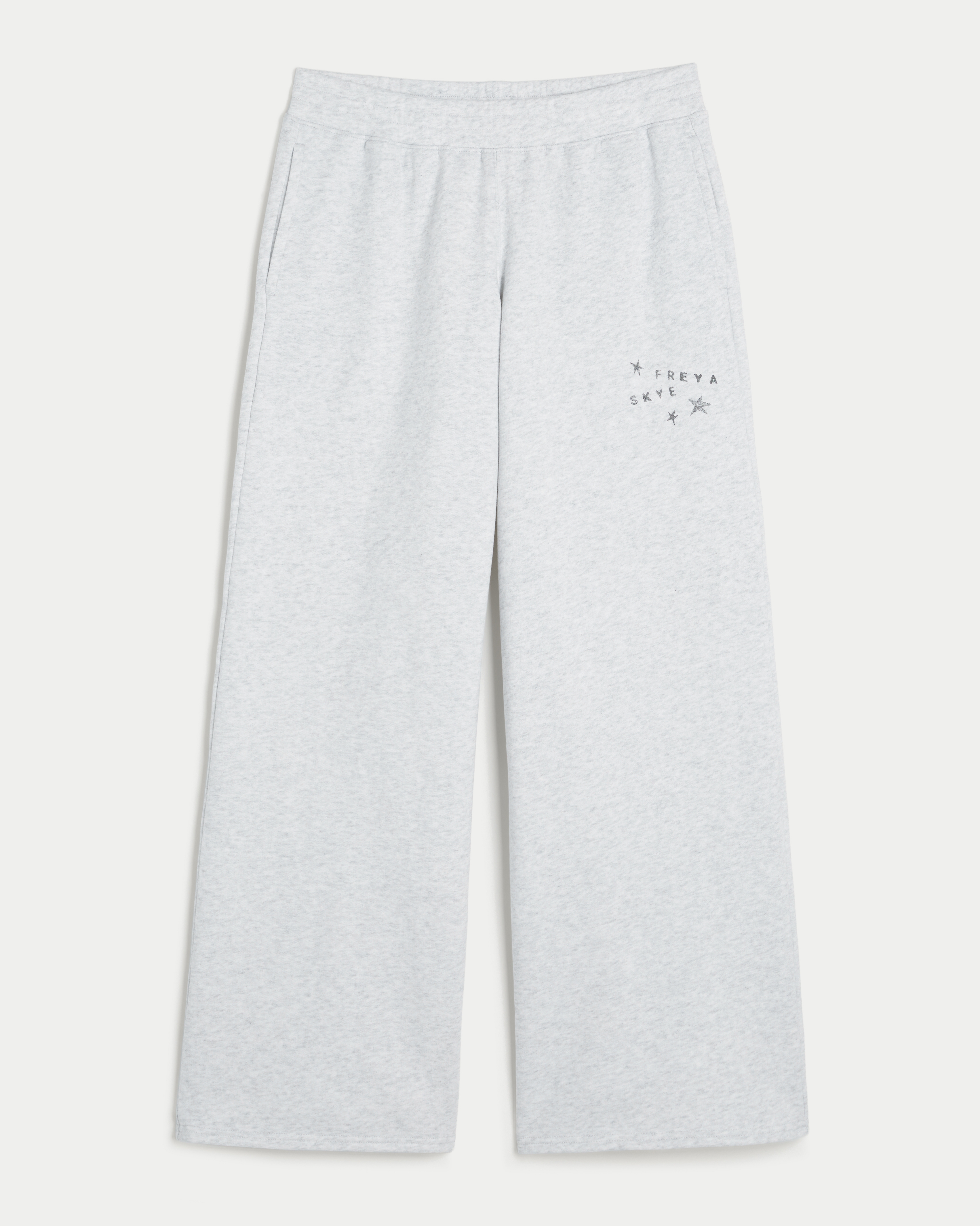 Женские брюки Hollister Feel Good Freya Skye Graphic Baggy Sweatpants, цвет: Меланжевый серый — фото 1