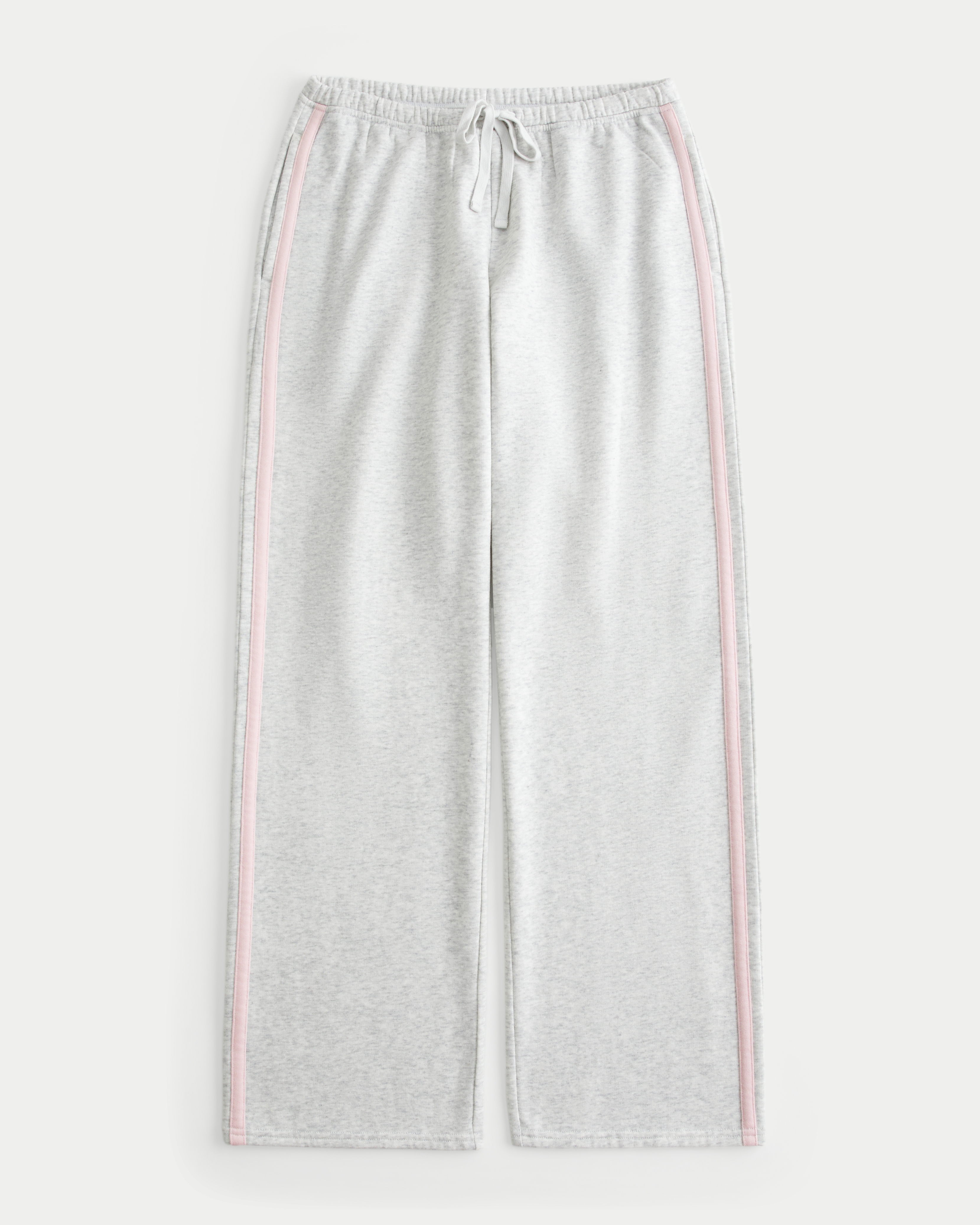 Женские брюки Hollister Side-Stripe Straight Sweatpants, цвет: Светлый меланжевый серый — фото 1