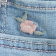 Low-Rise Medium Wash Studded Denim Shortie Shorts