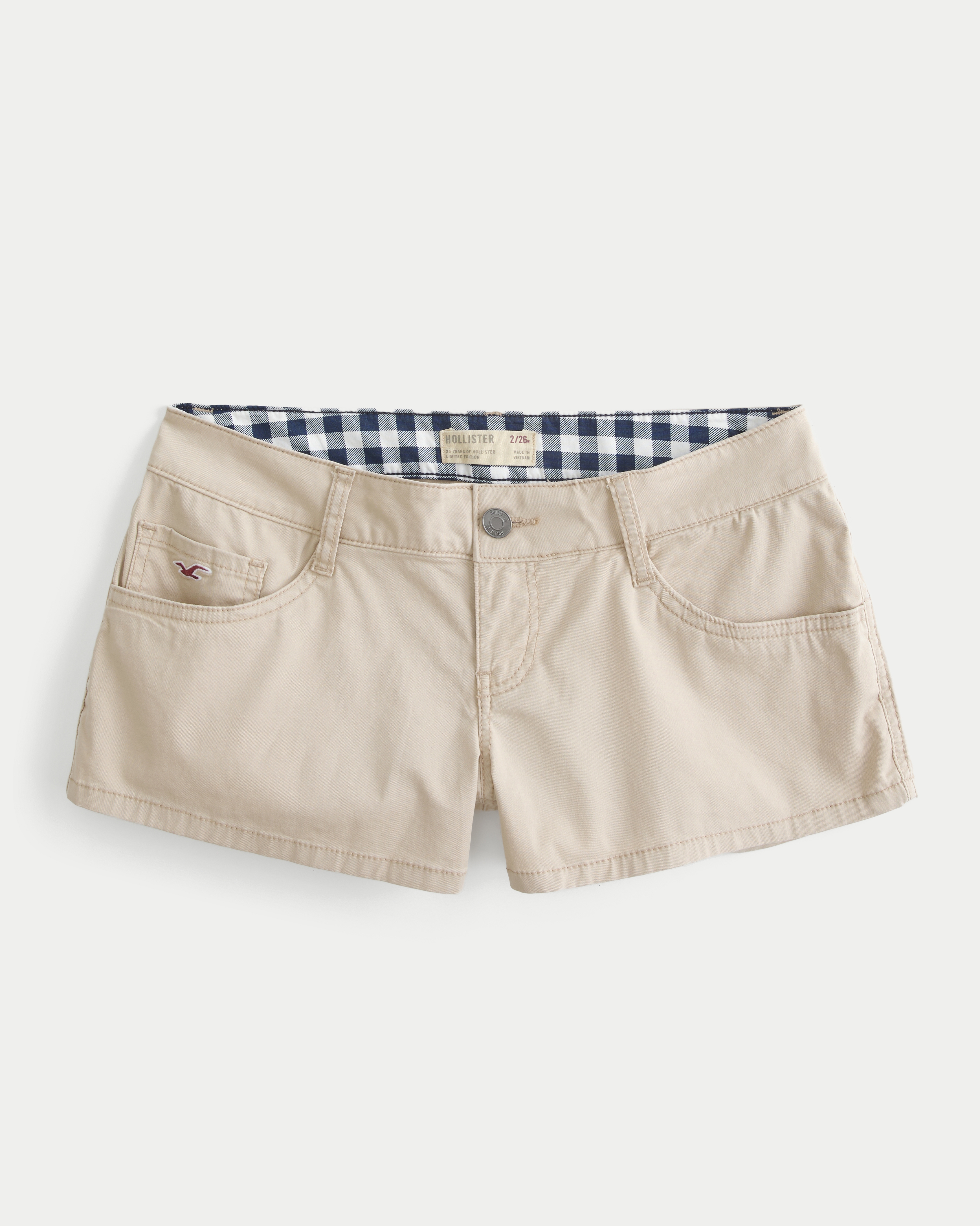 Женские шорты Hollister Ultra Low-Rise Khaki Twill Mini Shorts