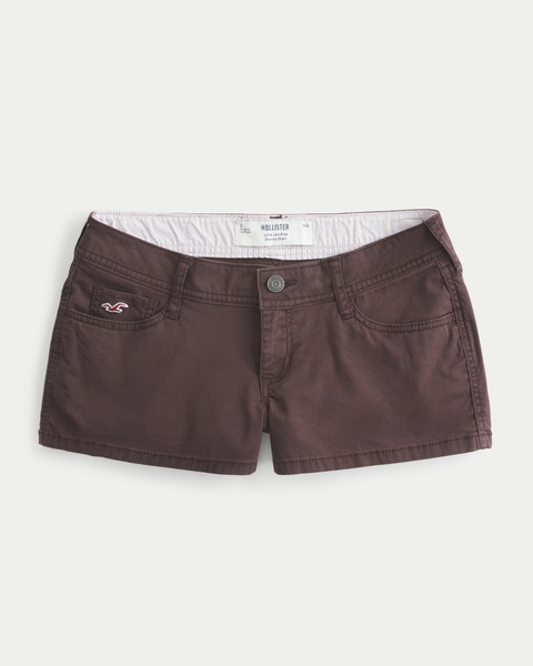 Женские шорты Hollister Ultra Low-Rise Interior Pattern Waistband Twill Shortie Shorts
