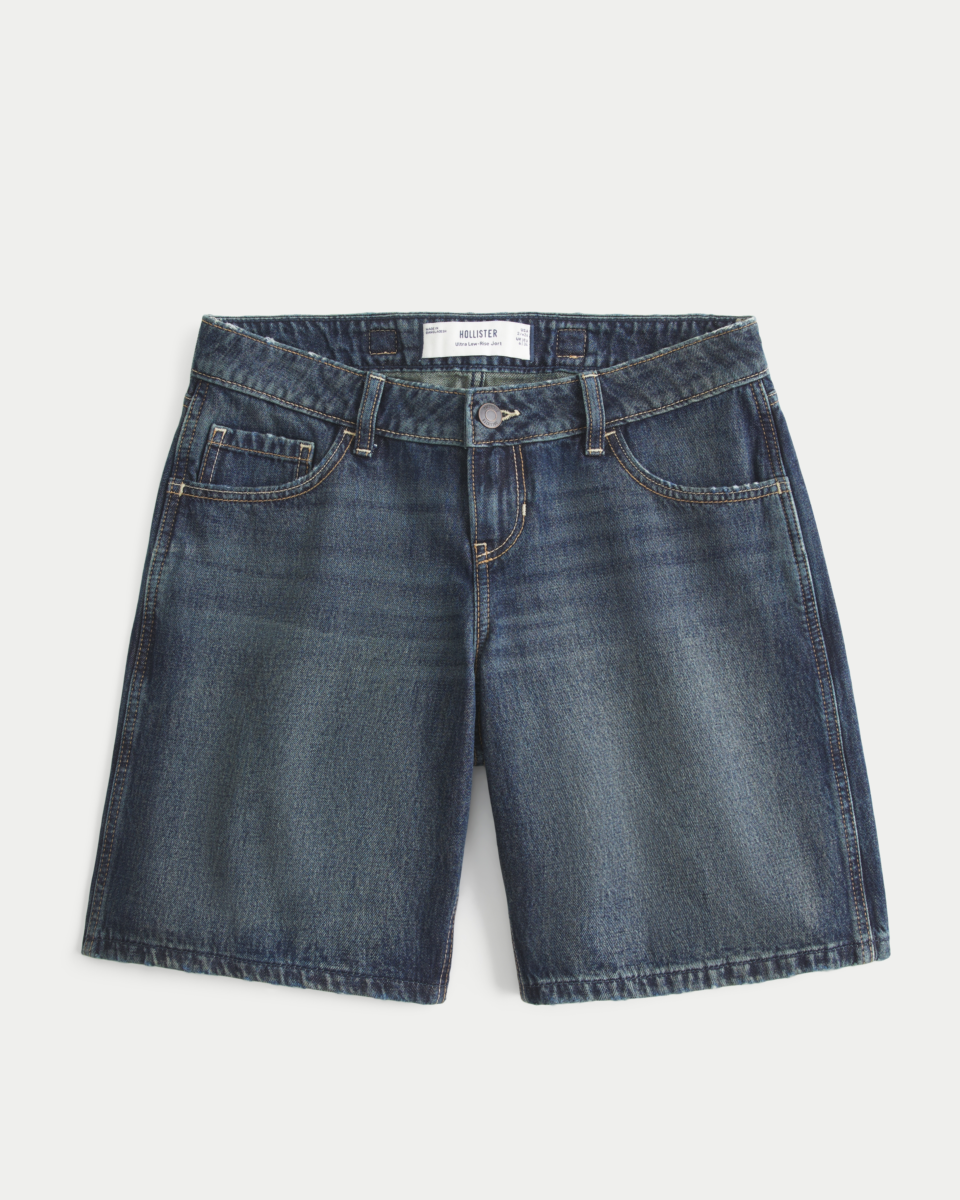 Женские джинсовые шорты Hollister Andi Ultra Low-Rise, цвет: Тёмный