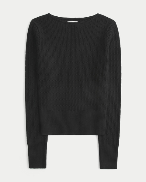 Женские свитеры Hollister Cable-Knit Slash-Neck Sweater