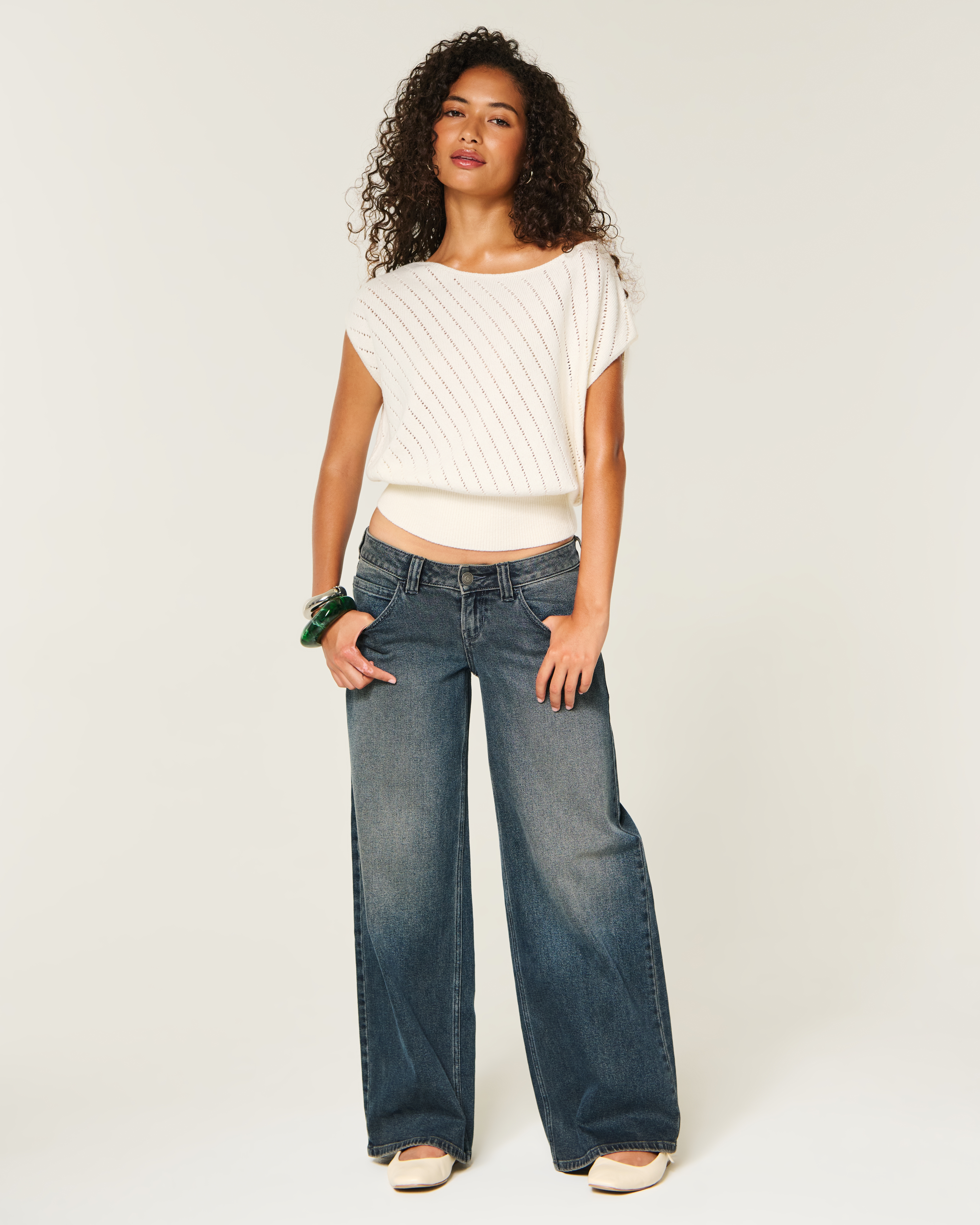 Женские свитеры Hollister Banded Textural Cap Sleeve Sweater — фото 3