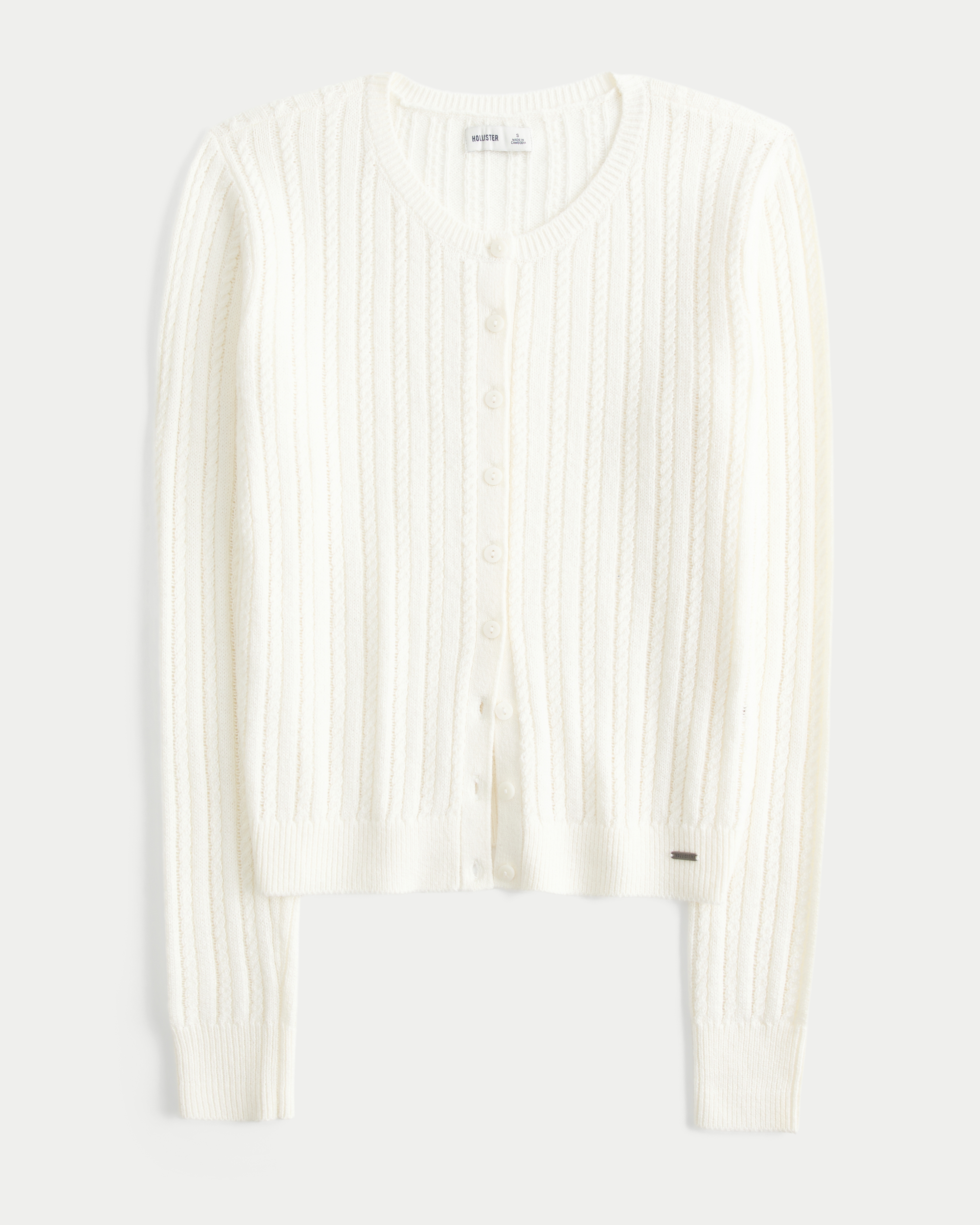 Женский кардиган Hollister Textural Cable-Knit, цвет: Кремовый