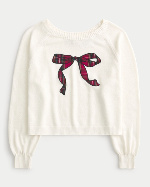 Женские свитеры Hollister Easy Off-the-Shoulder Bow Graphic Sweater