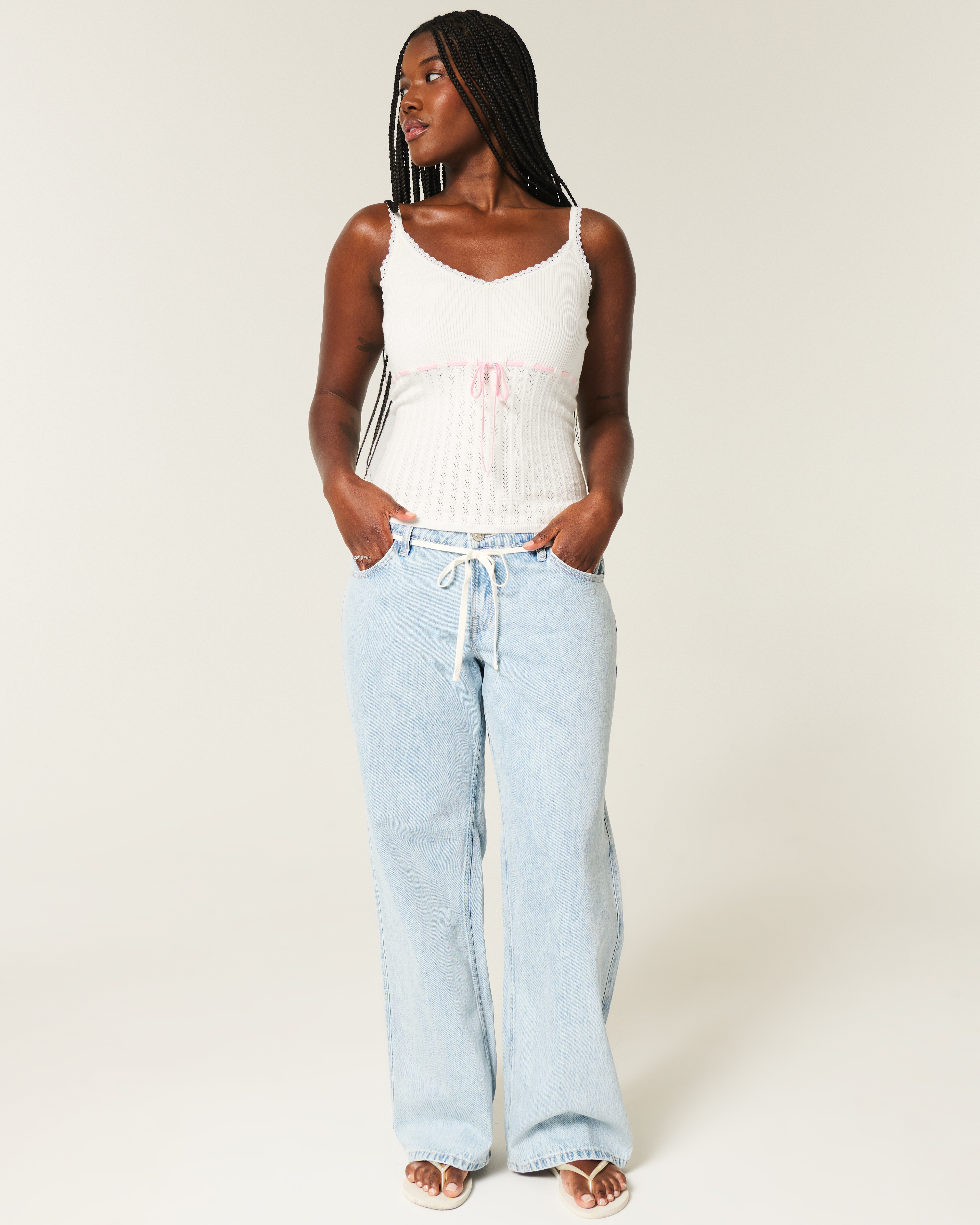 Женские свитеры Hollister Tie-Front Sweater Tank — фото 3