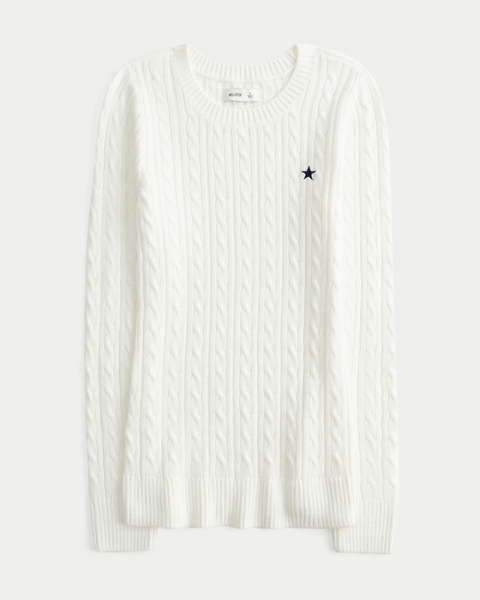 Женские свитеры Hollister Cable-Knit Star Crew Sweater
