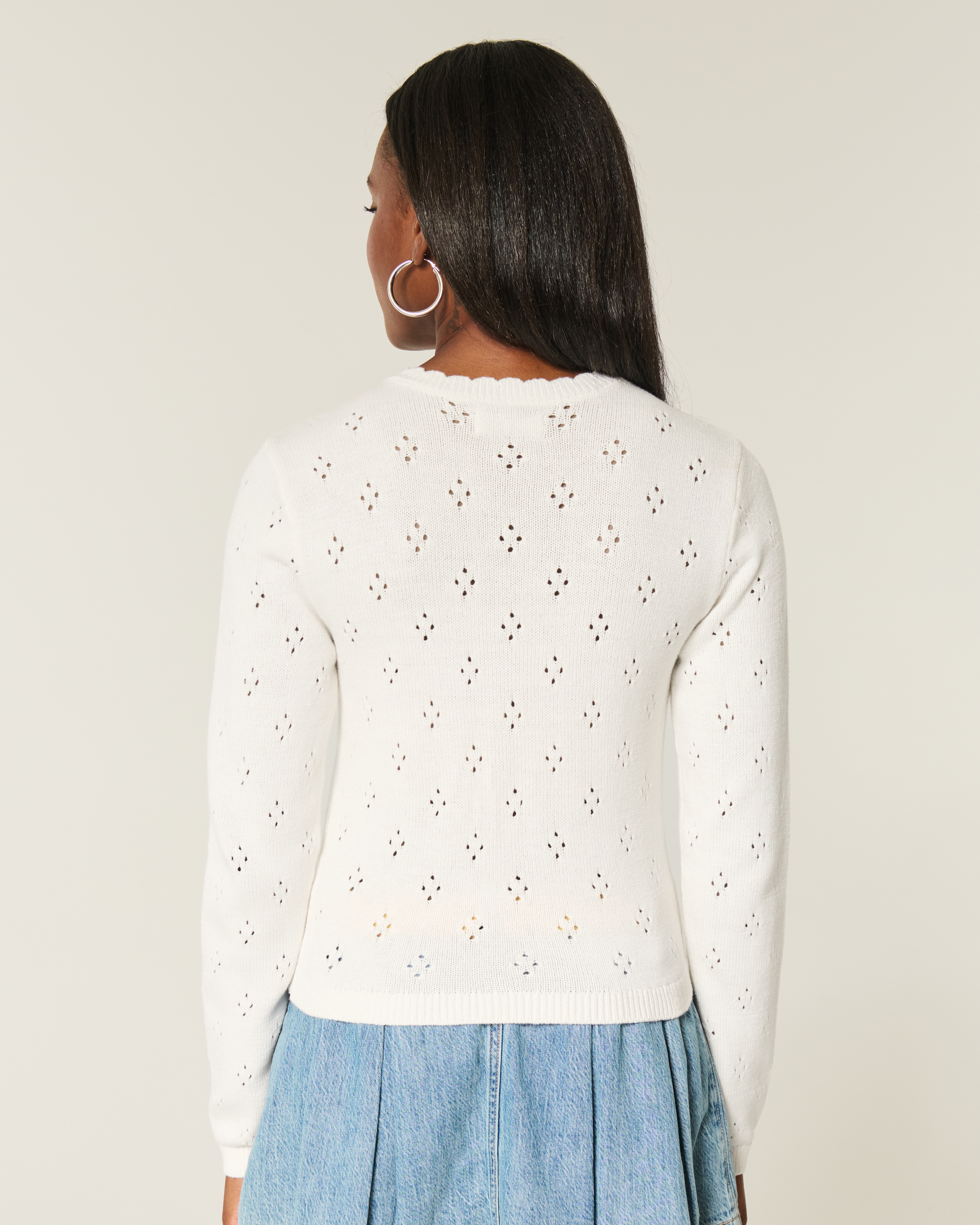 Женские кардиганы Hollister Eyelet Crew Cardigan — фото 3