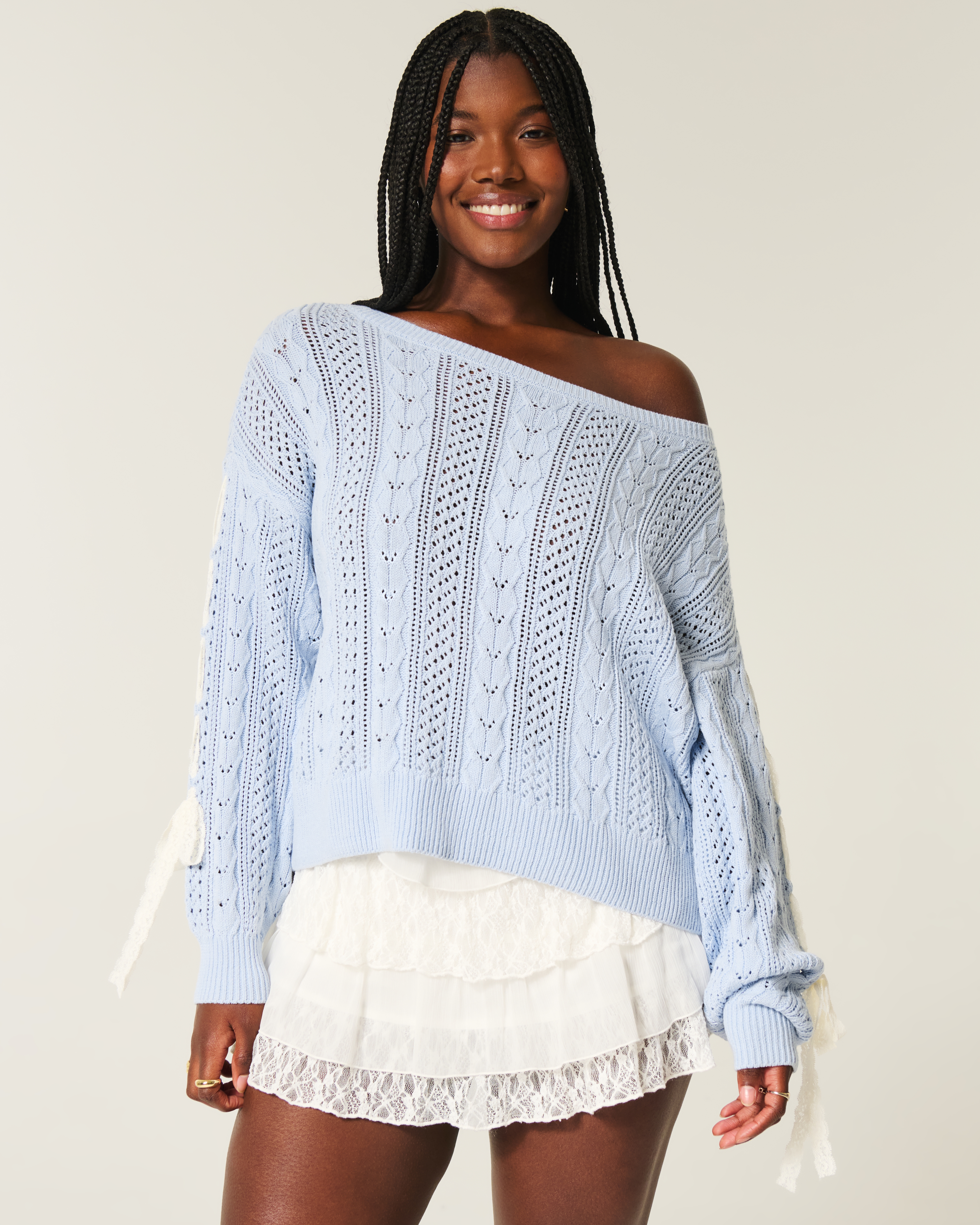 Женские свитеры Hollister Bow-Sleeve Cable-Knit Sweater — фото 2