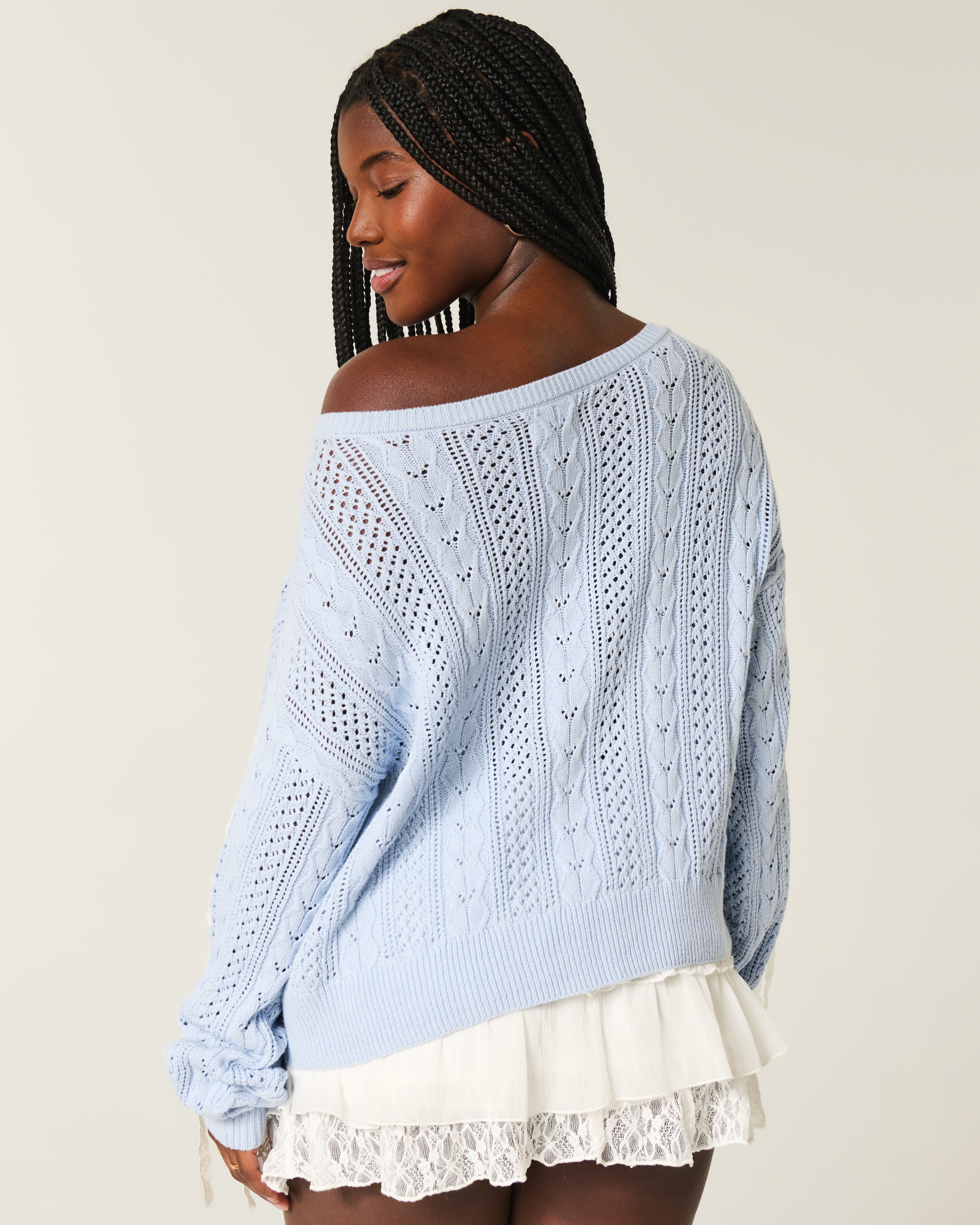 Женские свитеры Hollister Bow-Sleeve Cable-Knit Sweater — фото 3