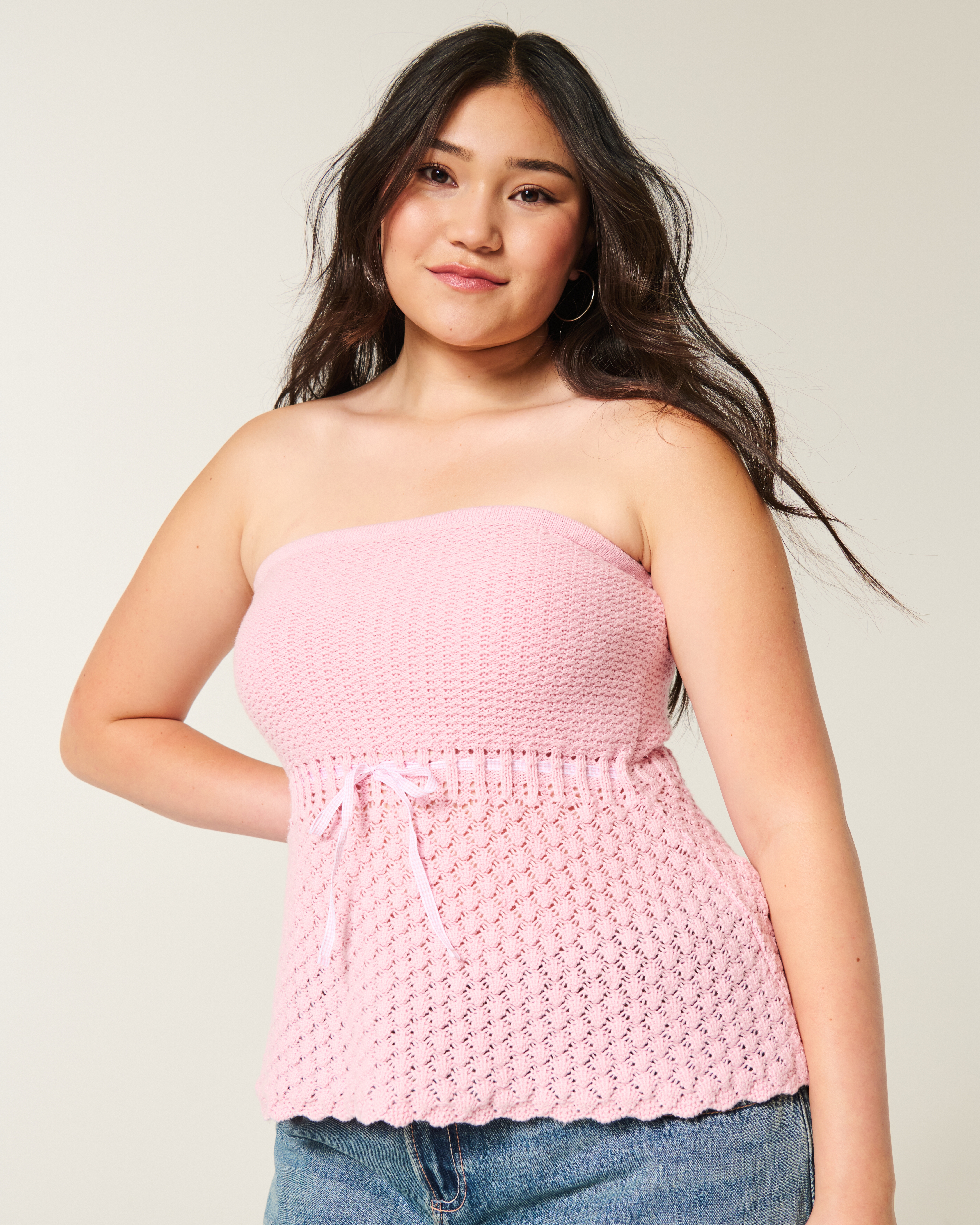 Женские свитеры Hollister Crochet-Style Strapless Sweater Tube Top — фото 2