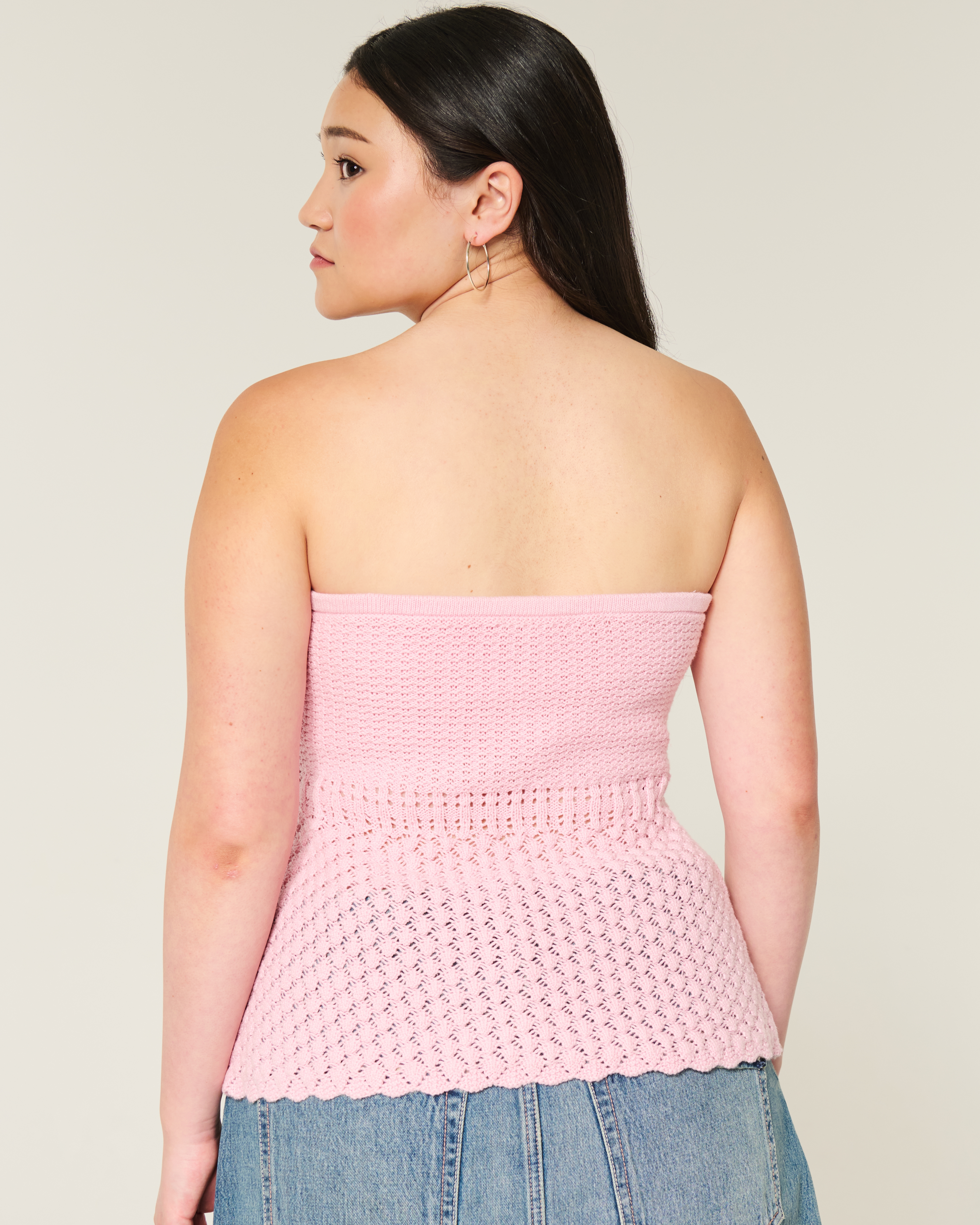Женские свитеры Hollister Crochet-Style Strapless Sweater Tube Top — фото 3