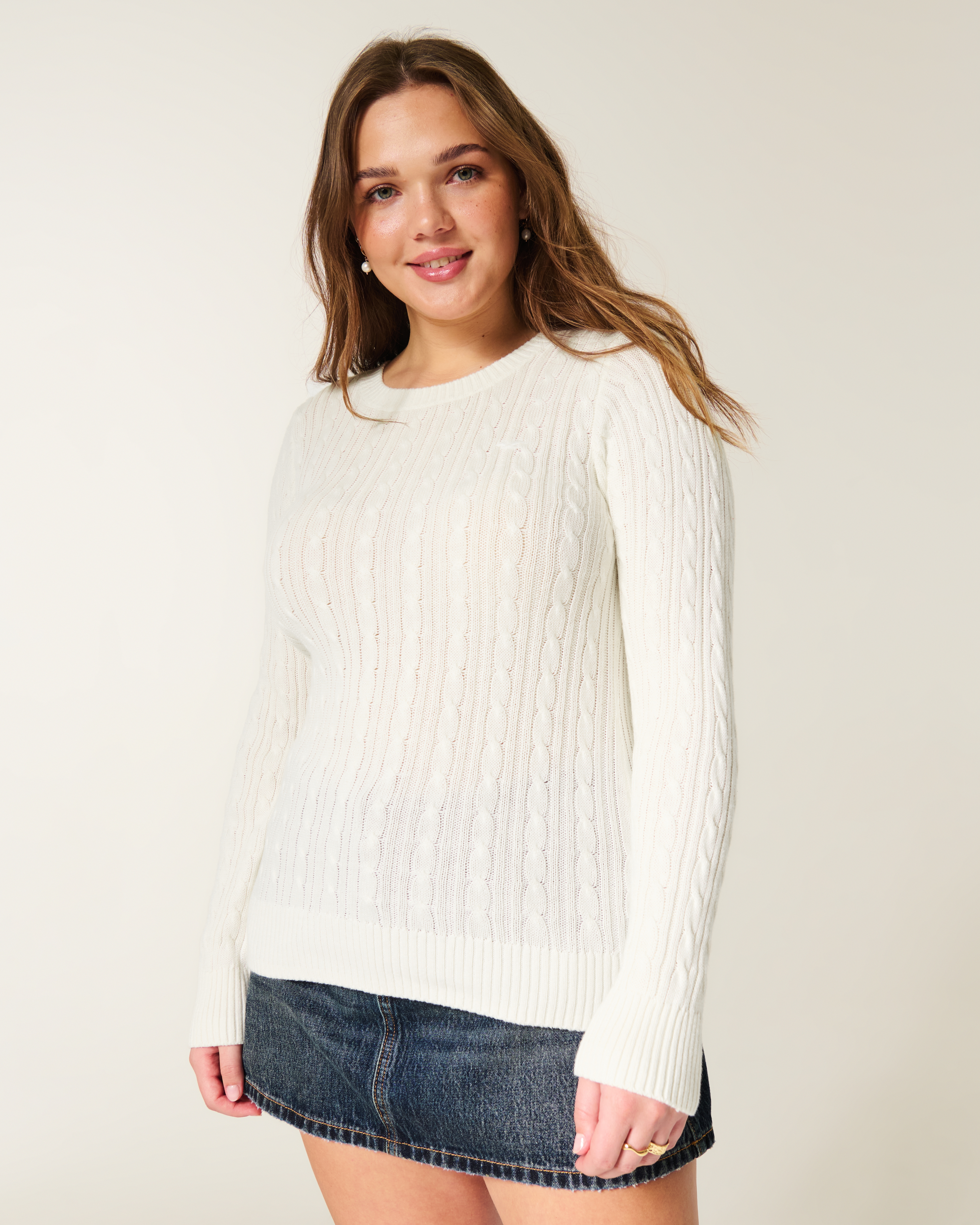 Женские свитеры Hollister Cable-Knit Icon Crew Sweater — фото 2