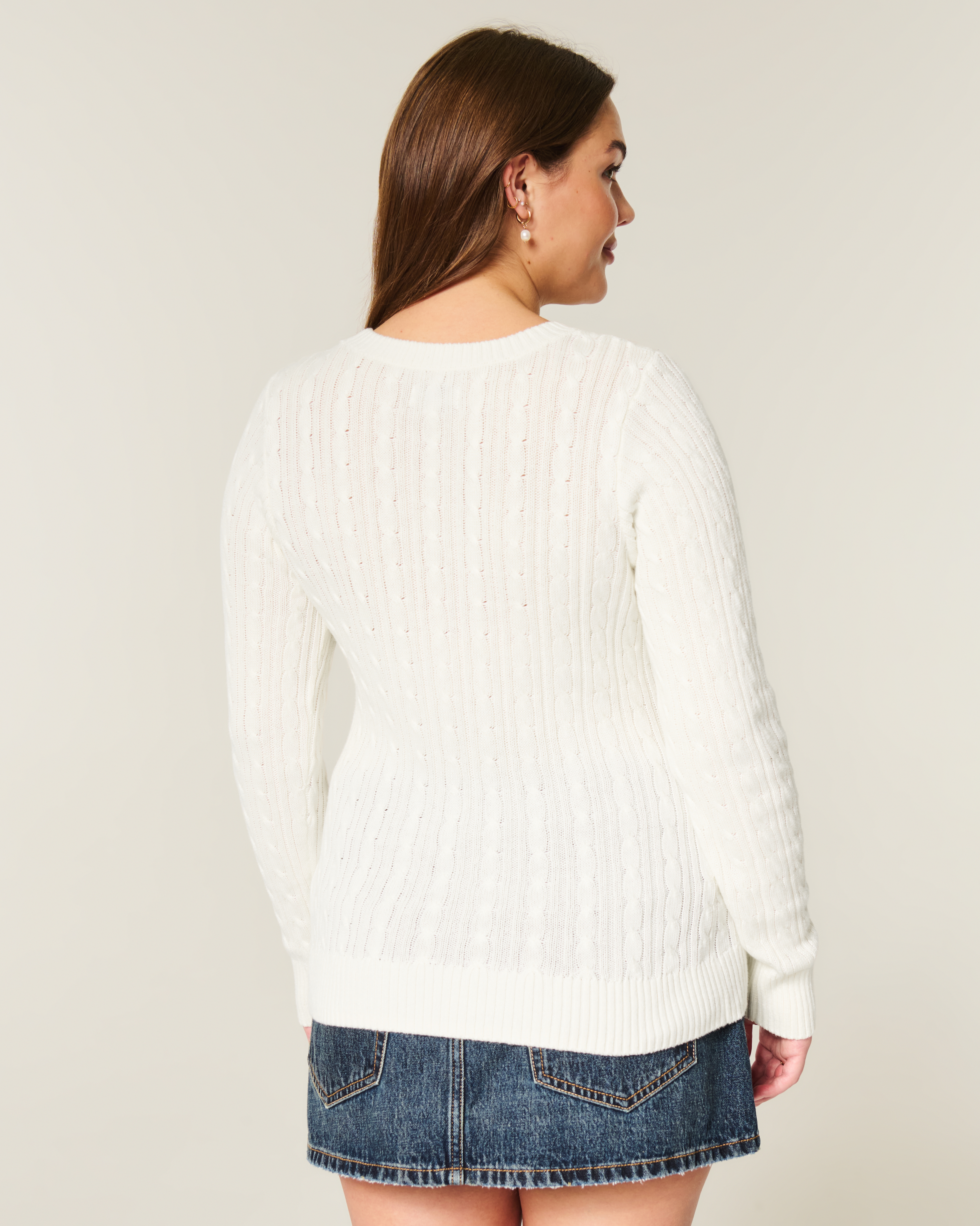 Женские свитеры Hollister Cable-Knit Icon Crew Sweater — фото 3