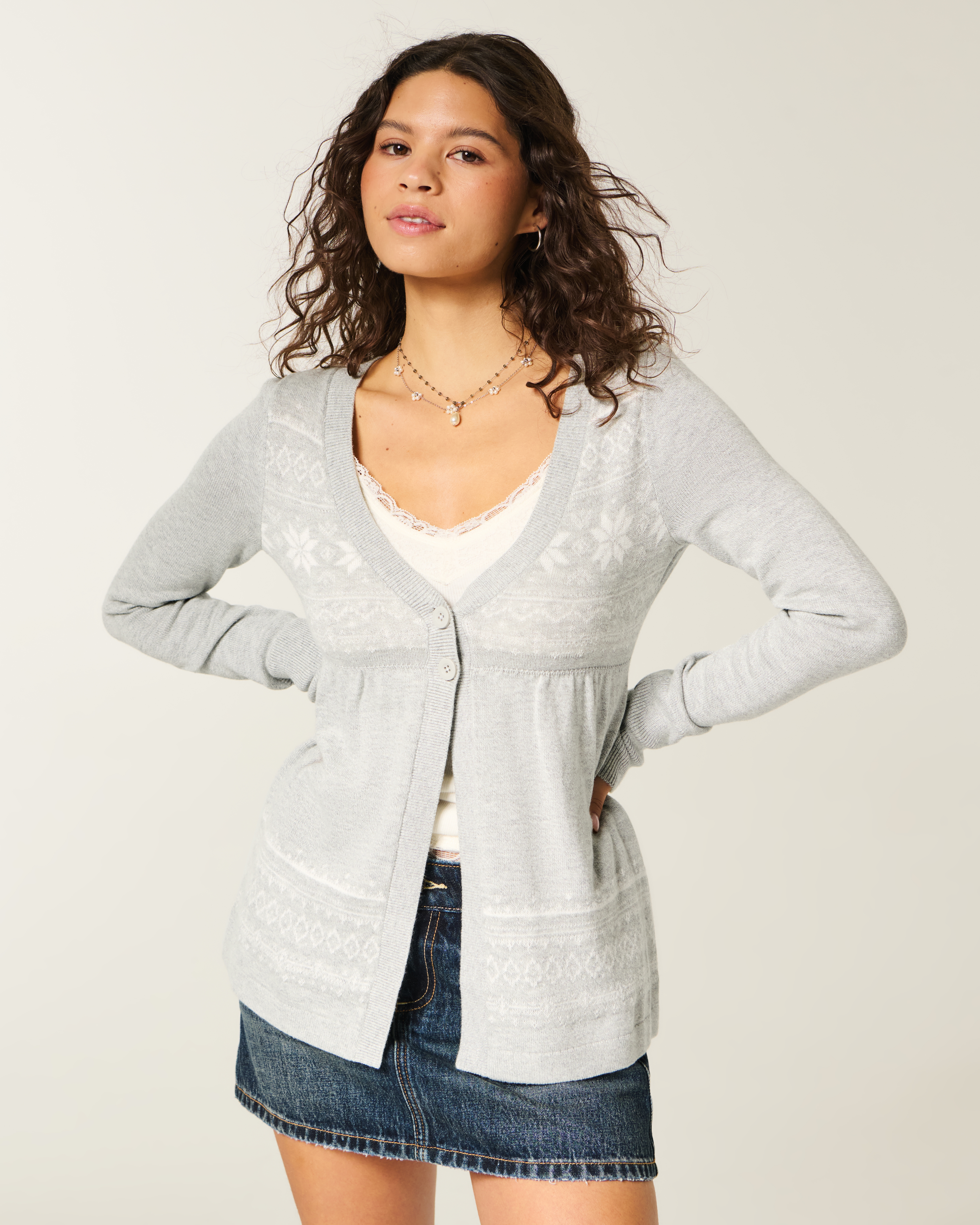 Женские кардиганы Hollister Long-Sleeve Flyaway Babydoll Cardigan — фото 2