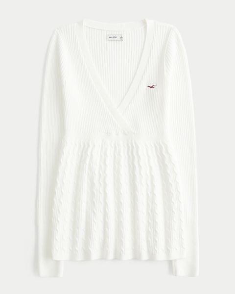 Женские свитеры Hollister Wrap Front Long-Sleeve Babydoll Sweater