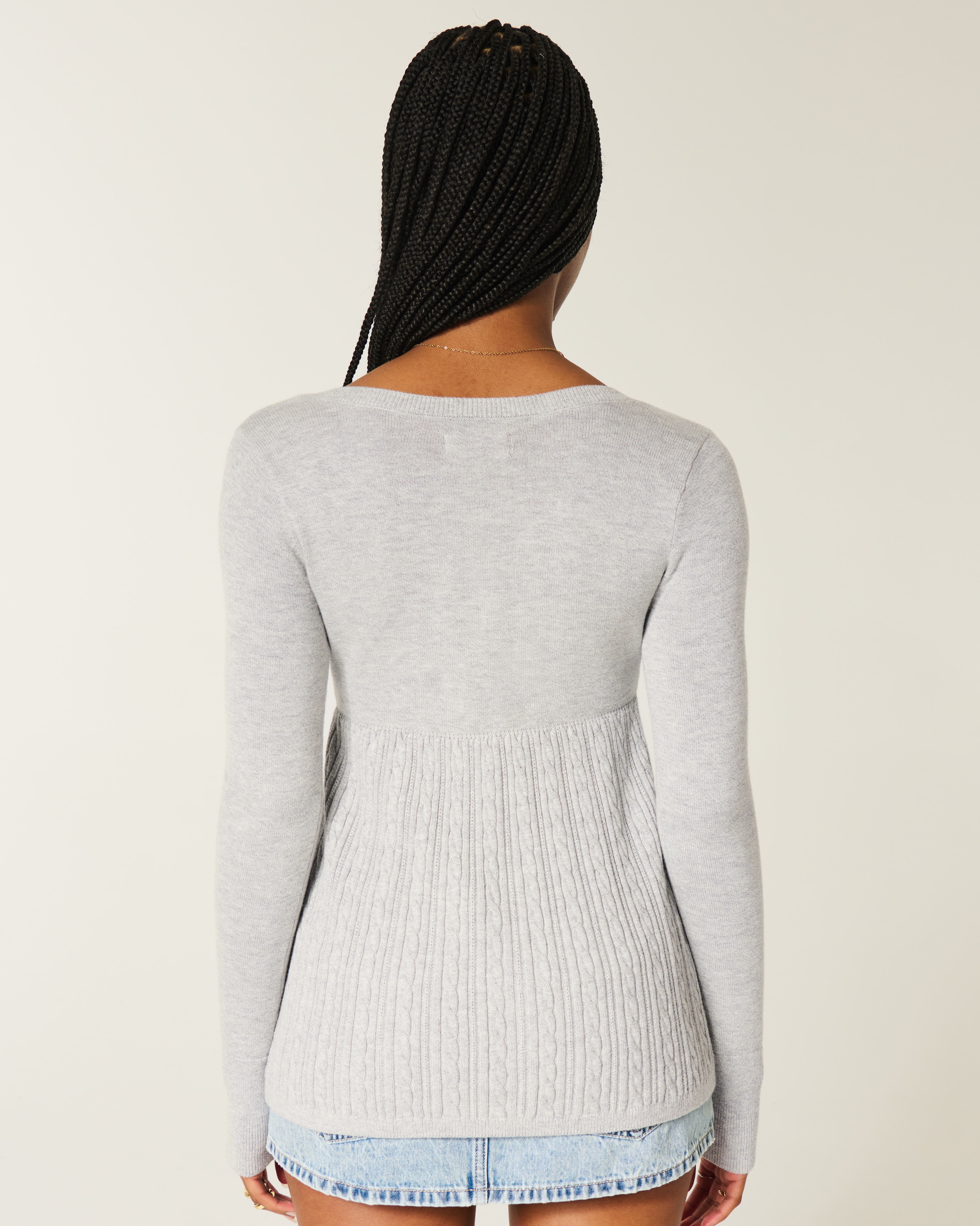 Женские свитеры Hollister Long-Sleeve Square-Neck Babydoll Sweater — фото 3